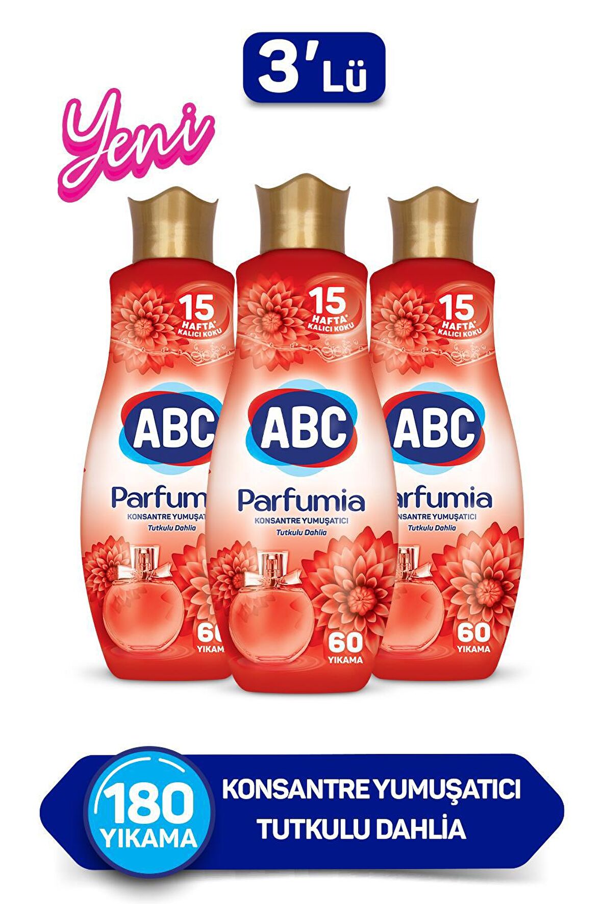 ABC Parfumia Tutkulu Dahlia Beyazlar ve Renkliler İçin Konsantre Yumuşatıcı 3 x 1440 ml 180 Yıkama