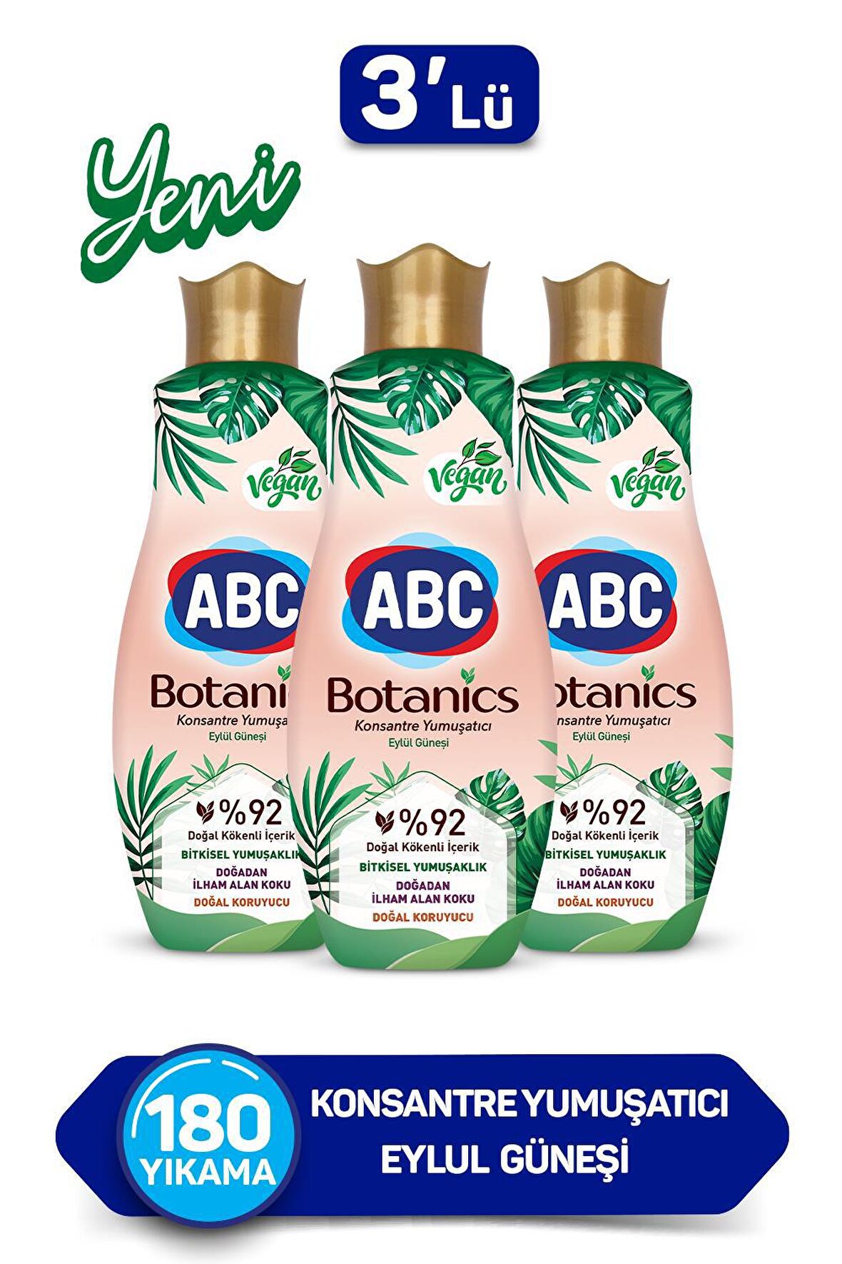 ABC Botanics Organik Eylül Güneşi Beyazlar ve Renkliler İçin Konsantre Yumuşatıcı 3 x 1440 ml 180 Yıkama