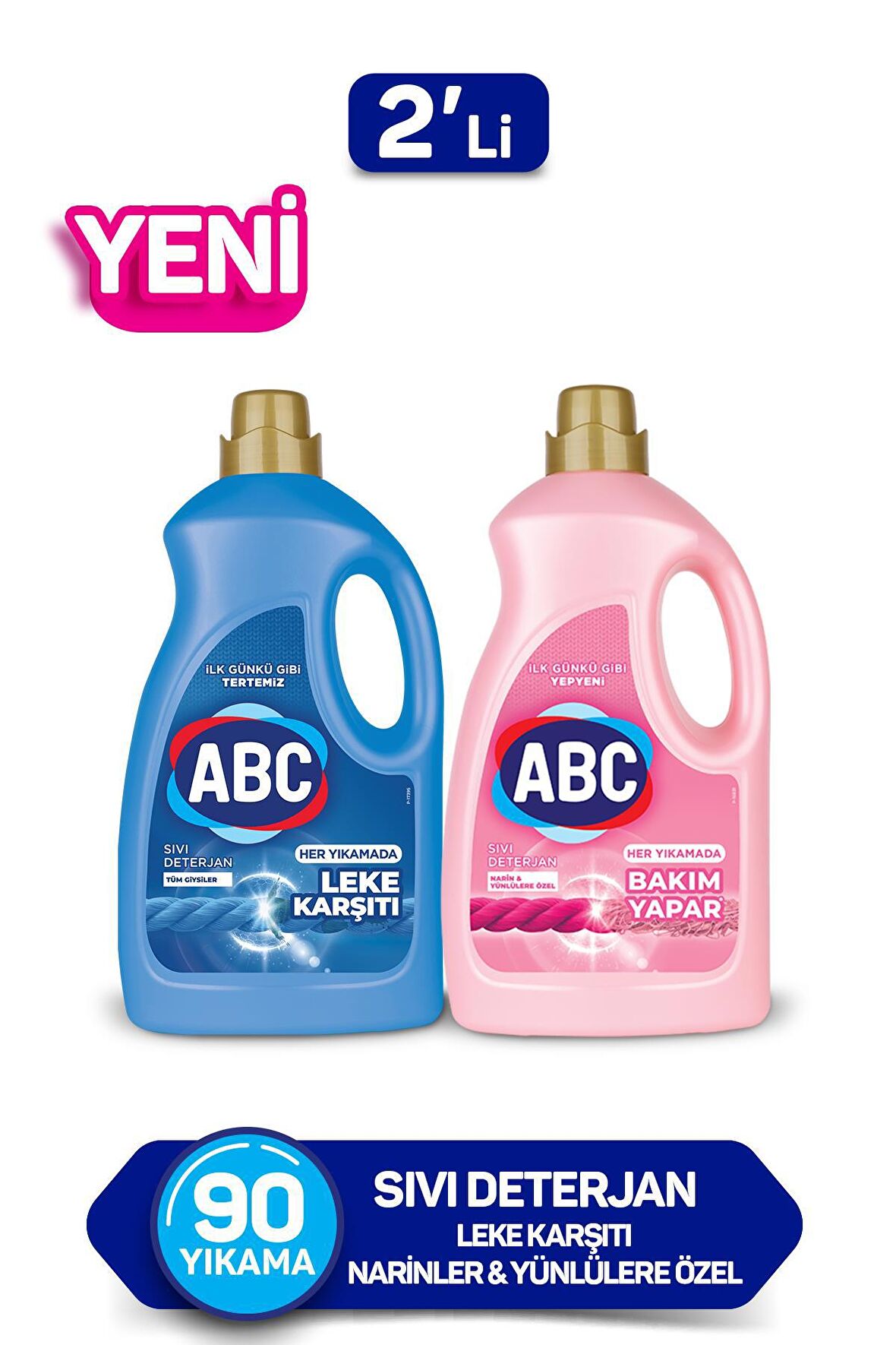 ABC Leke Karşıtı & Bakım Renkliler için Sıvı Deterjan 90 Yıkama 2x2.75 lt