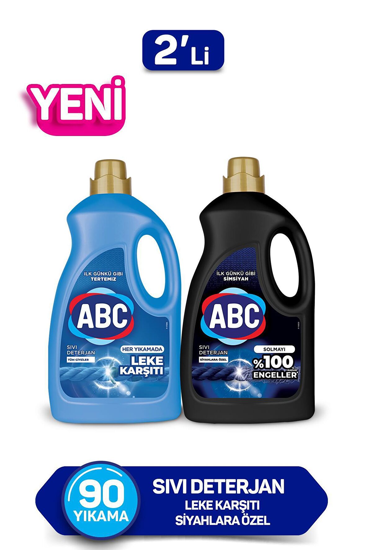 ABC Leke Karşıtı & Solmayı Engeller Renkliler ve Siyahlar için Sıvı Deterjan 90 Yıkama 2x2.75 lt