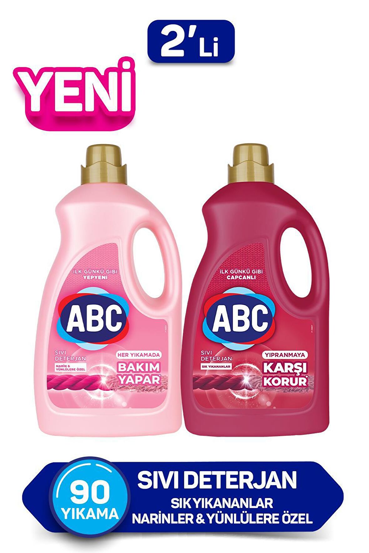 ABC Karma Renkler İçin Sıvı Deterjan 2x2.7 lt 90 Yıkama 