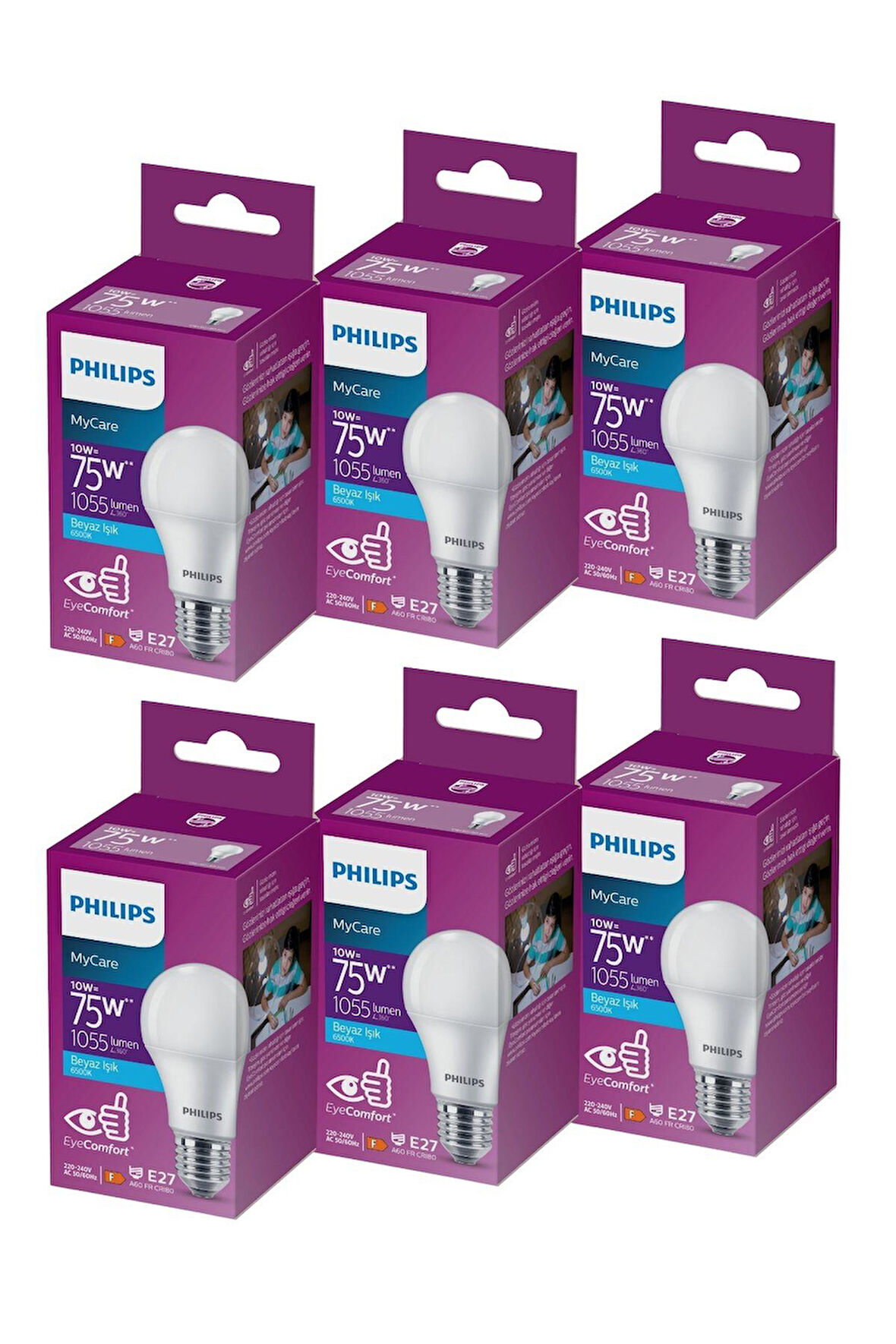 PHILIPS LED 10-75W AMPUL 6500K BEYAZ IŞIK 6LI
