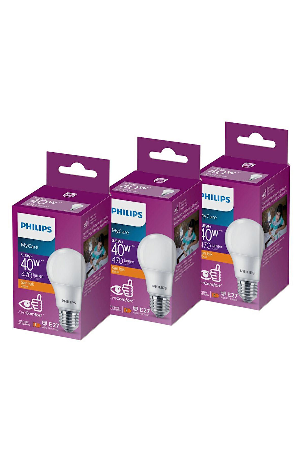 PHILIPS LED 5-40W AMPUL 2700K SARI IŞIK 3LÜ