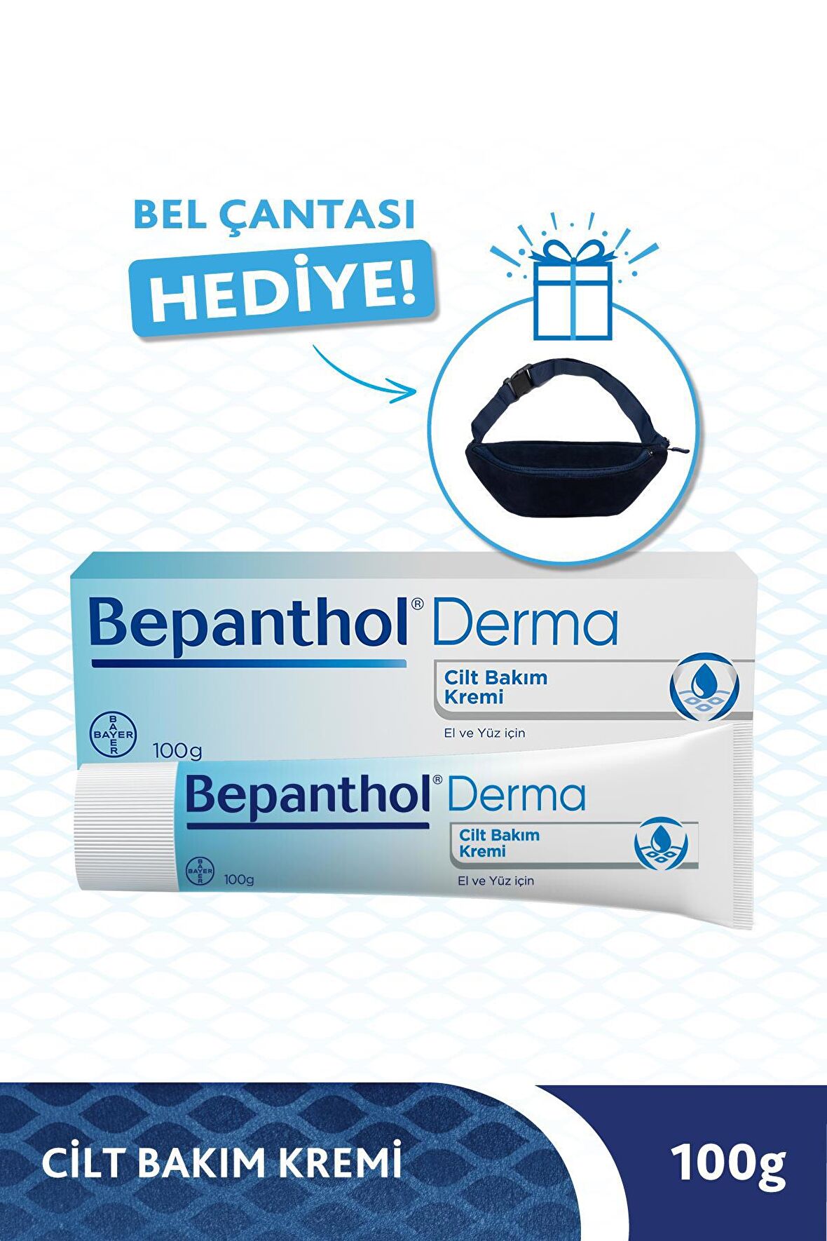 Bepanthol Derma Cilt Bakım Kremi 100g + Bel Çantası Hediye