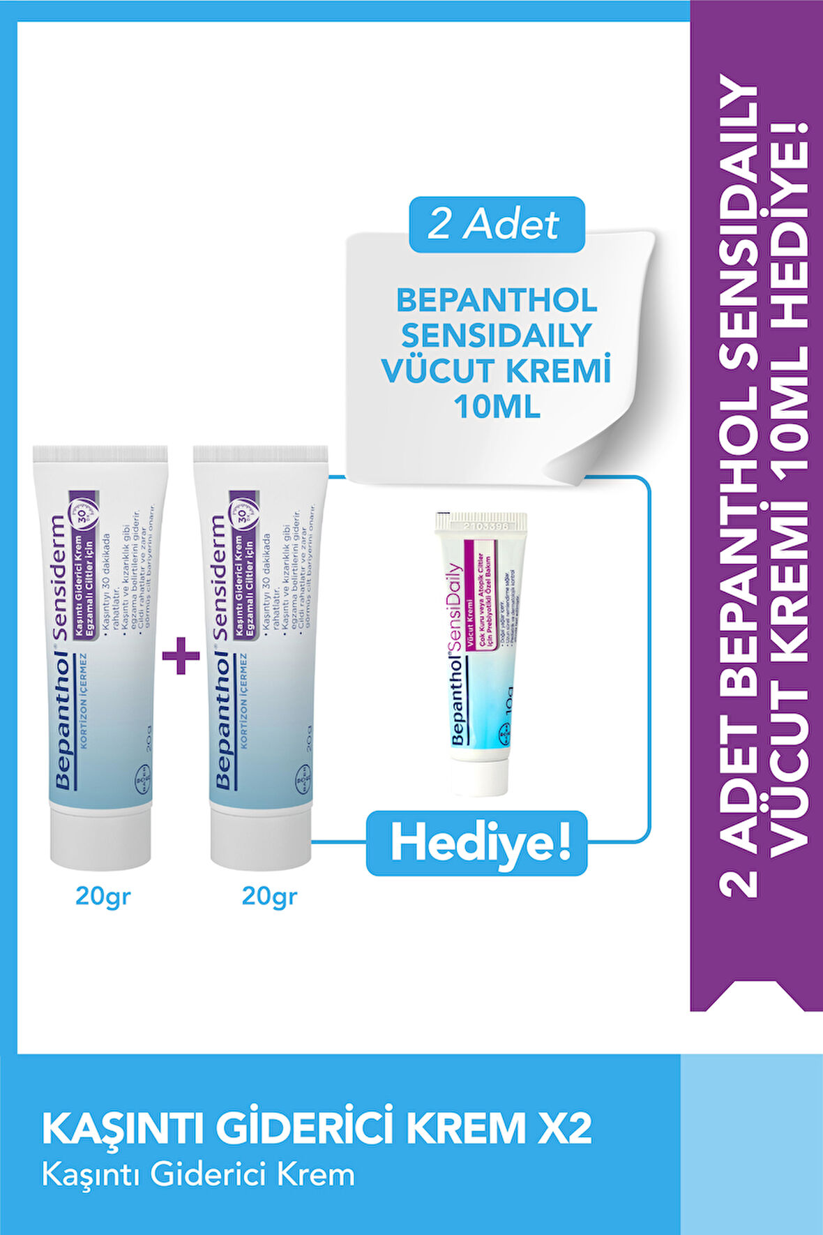 Sensiderm 20g 2'li Paket + Sensidaily Mini Boy Hediye - Egzama İçin Günlük Vücut Bakım