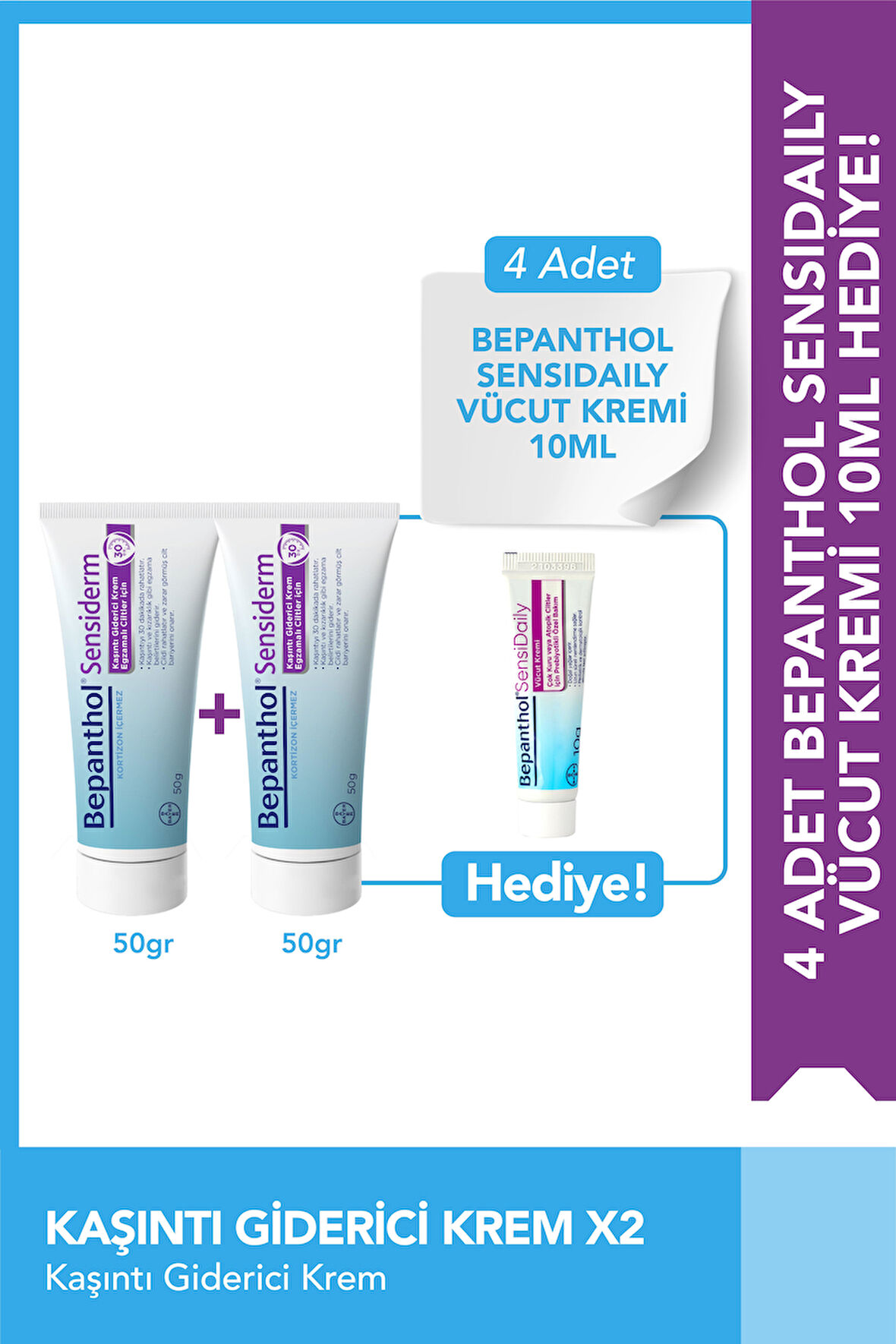 Sensiderm 50g 2'li Paket + Sensidaily Mini Boy Hediye - Egzama İçin Günlük Vücut Bakım