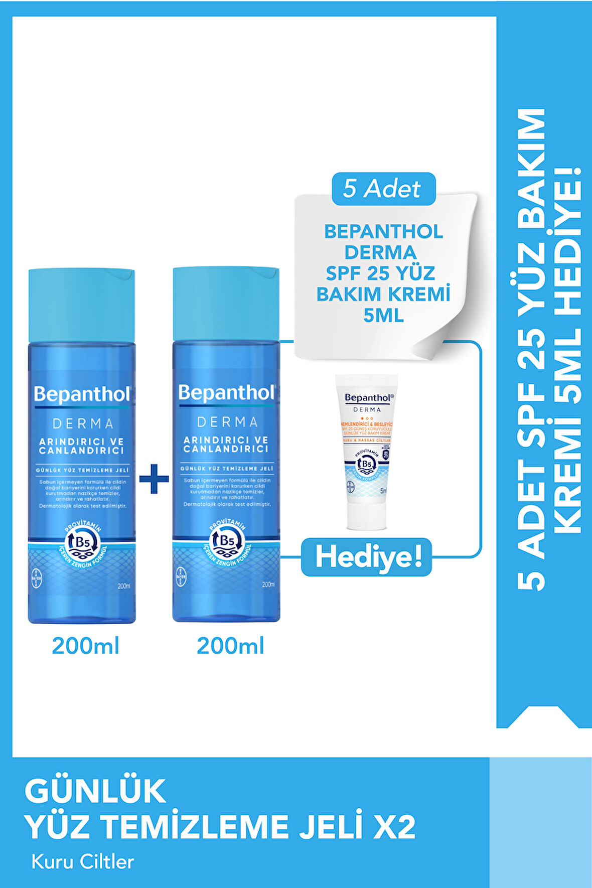 Yüz Temizleme Jeli 200ml - 2'li Paket + SPF Mini Yüz Kremi Hediye