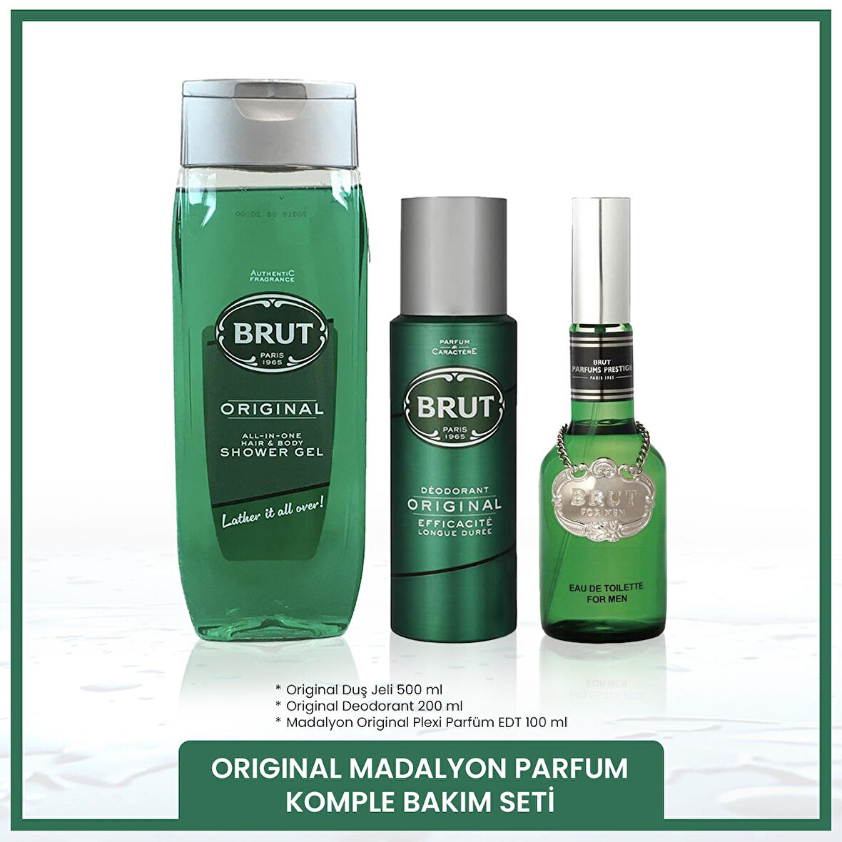 Original Erkek Bakım Seti Madalyon Plexi Parfüm EDT 100 ml, Deodorant 200 ml, Duş Jeli 500 ml