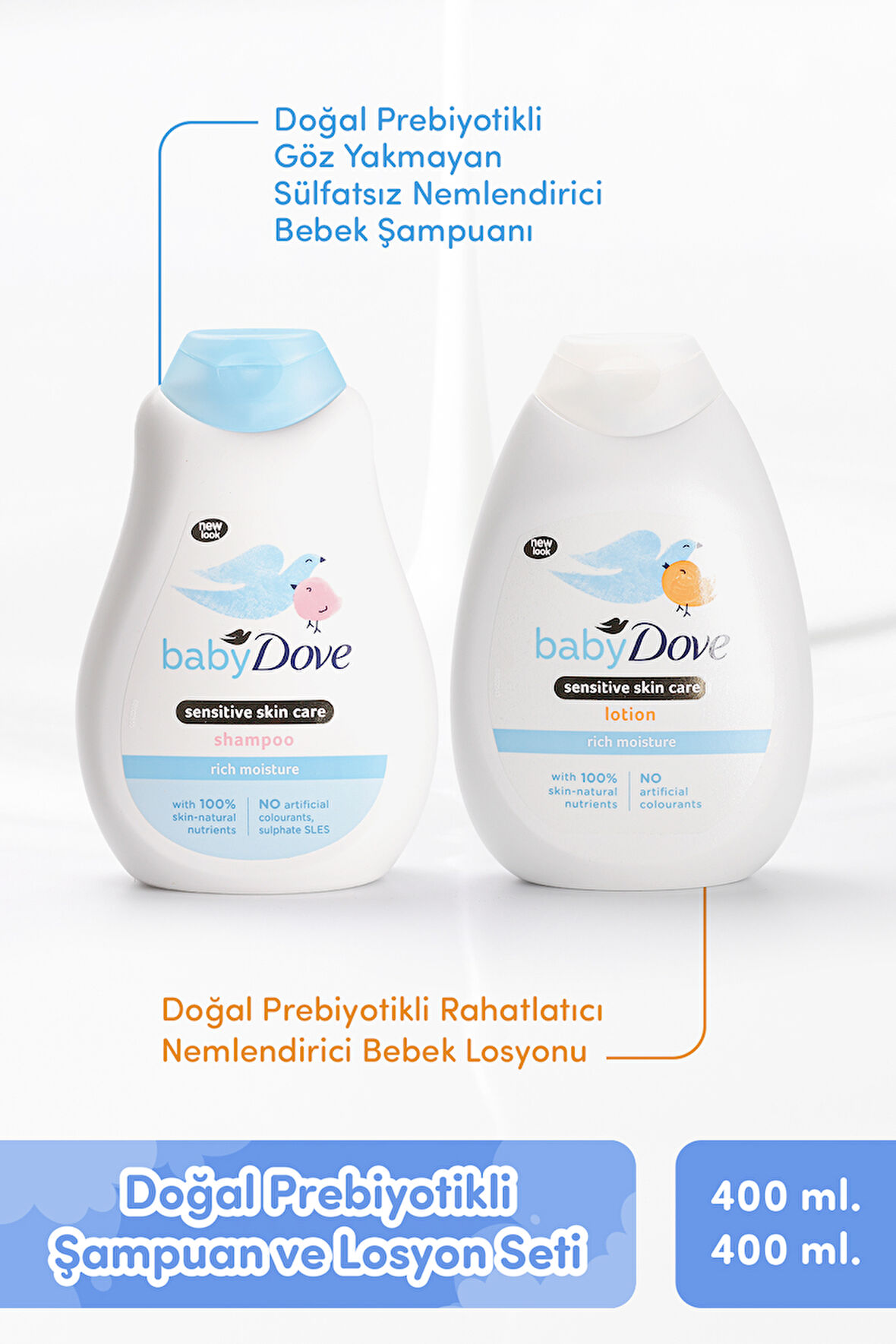 Doğal Prebiyotikli Şampuan Ve Losyon Bebek Banyo Bakım Seti