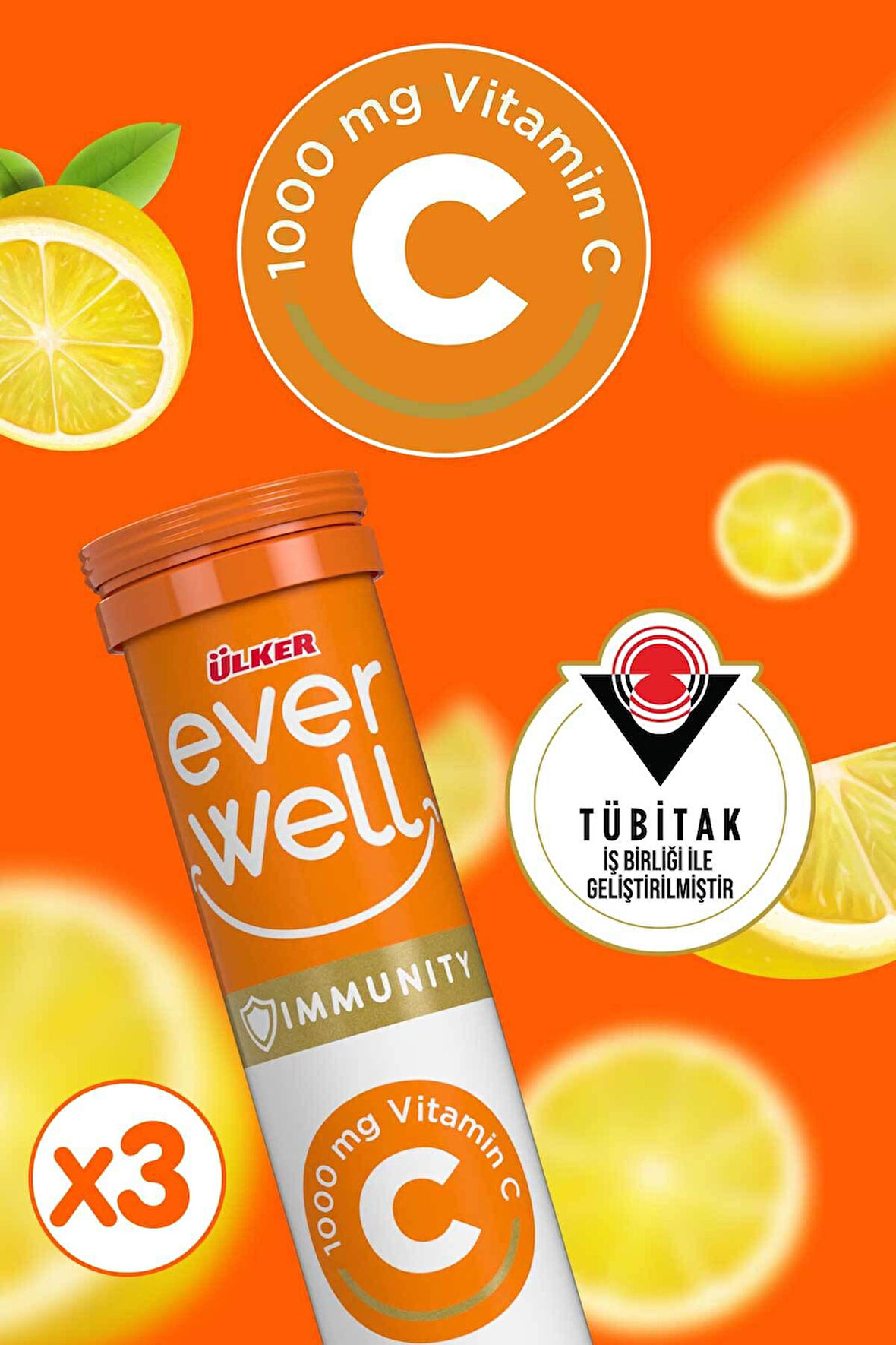 Ülker Everwell Vit C Efervesan Tablet 67,5 Gr x3 Adet