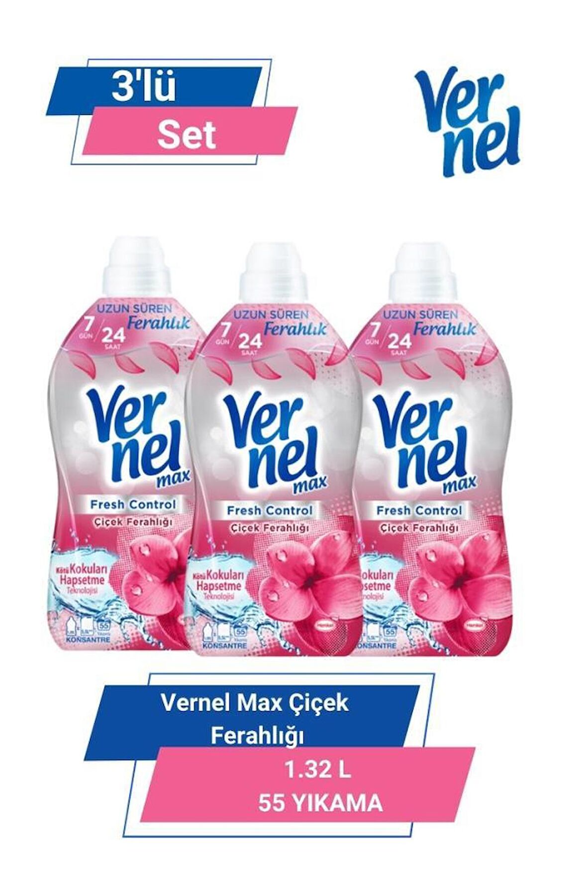 VERNEL MAX ÇİÇEK FERAHLIĞI 1.32L 55 YIKAMA  3'lü Set