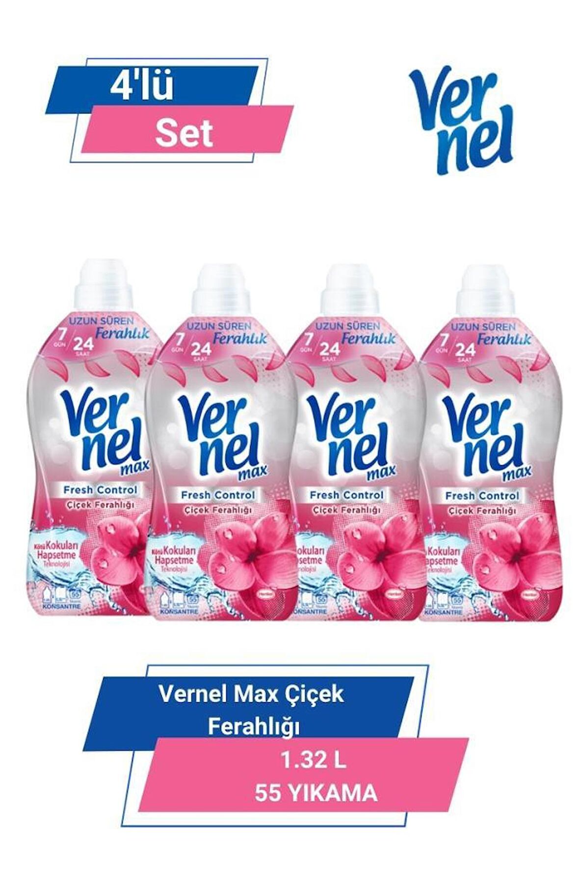 VERNEL MAX ÇİÇEK FERAHLIĞI 1.32L 55 YIKAMA  4'lü Set