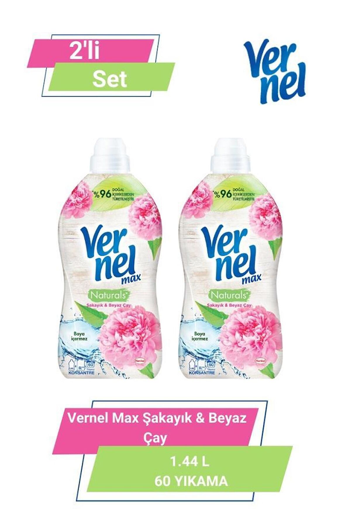 VERNEL MAX ŞAKAYIK&B.ÇAY 1.44L 60 YIKAMA  2'li Set