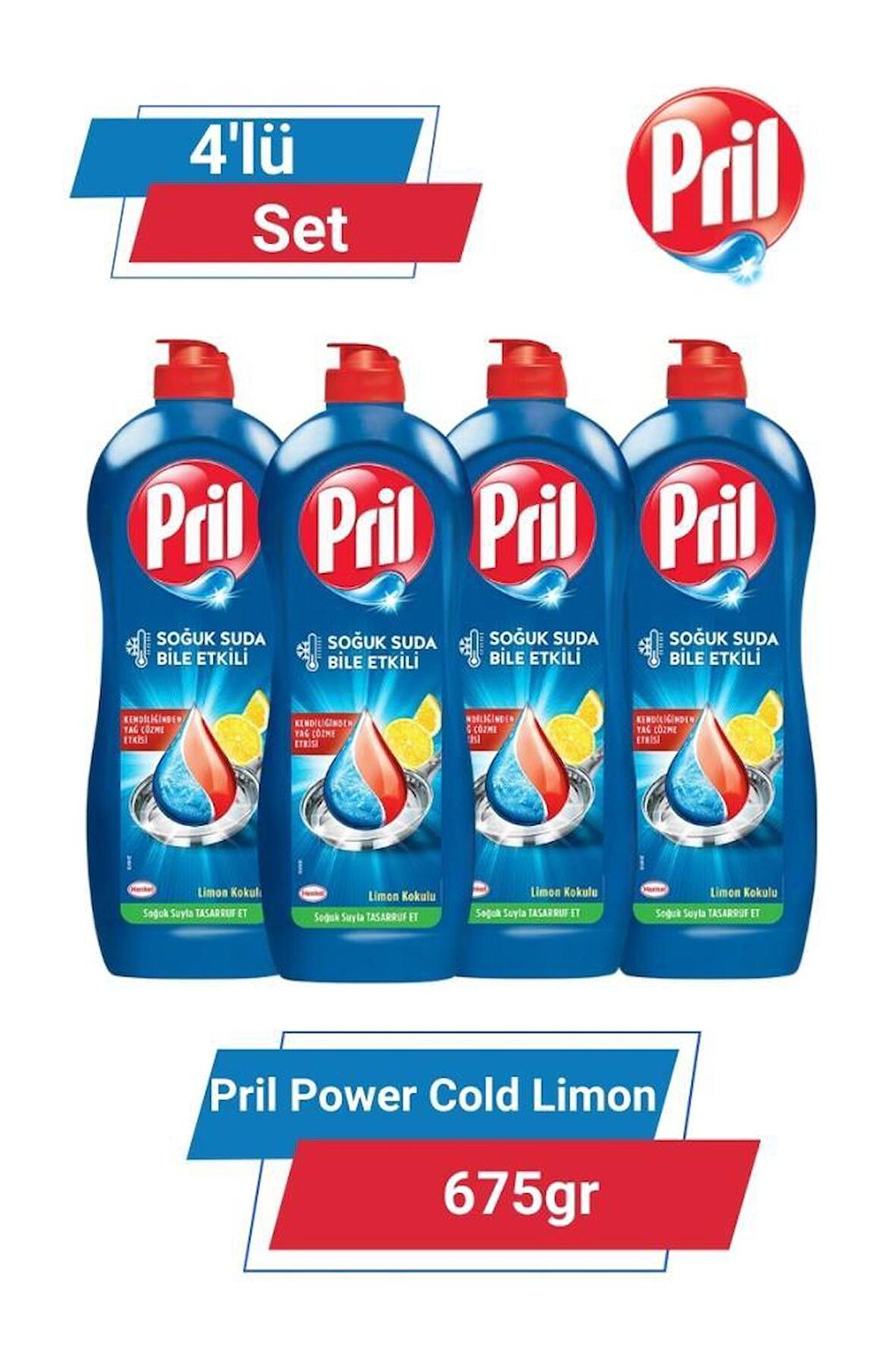 PRİL POWER COLD LİMON 675gr 4'lü Set