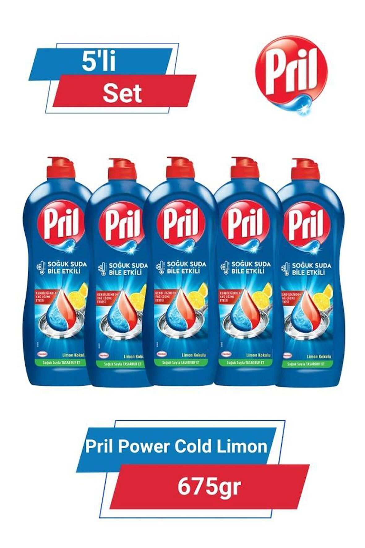 PRİL POWER COLD LİMON 675gr 5'li Set