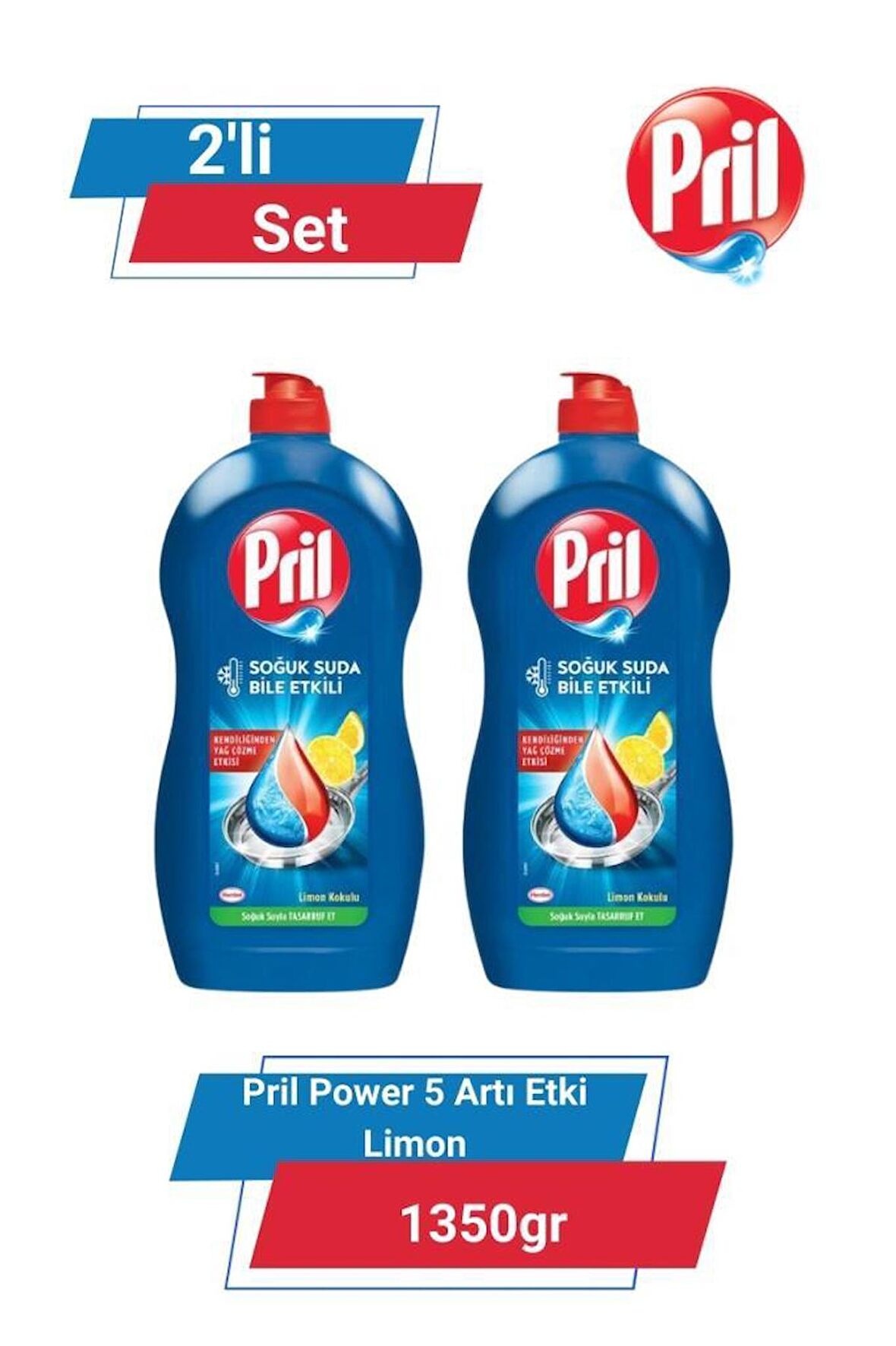 PRİL POWER 5 ARTI ETKİ LİMON 1350gr 2'li Set