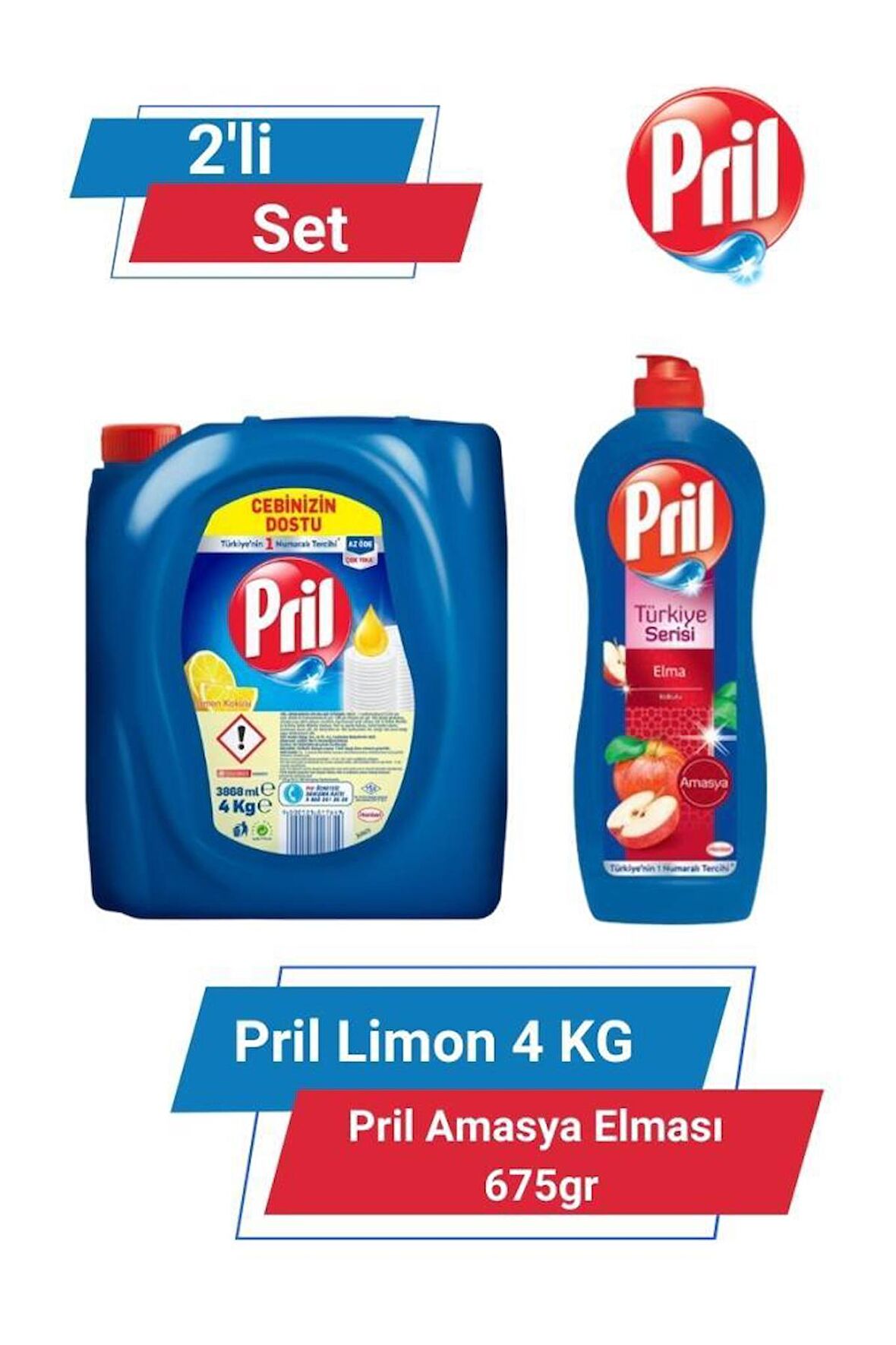 PRİL LİMON 4KG & PRİL AMASYA ELMASI 675gr 2'li Set