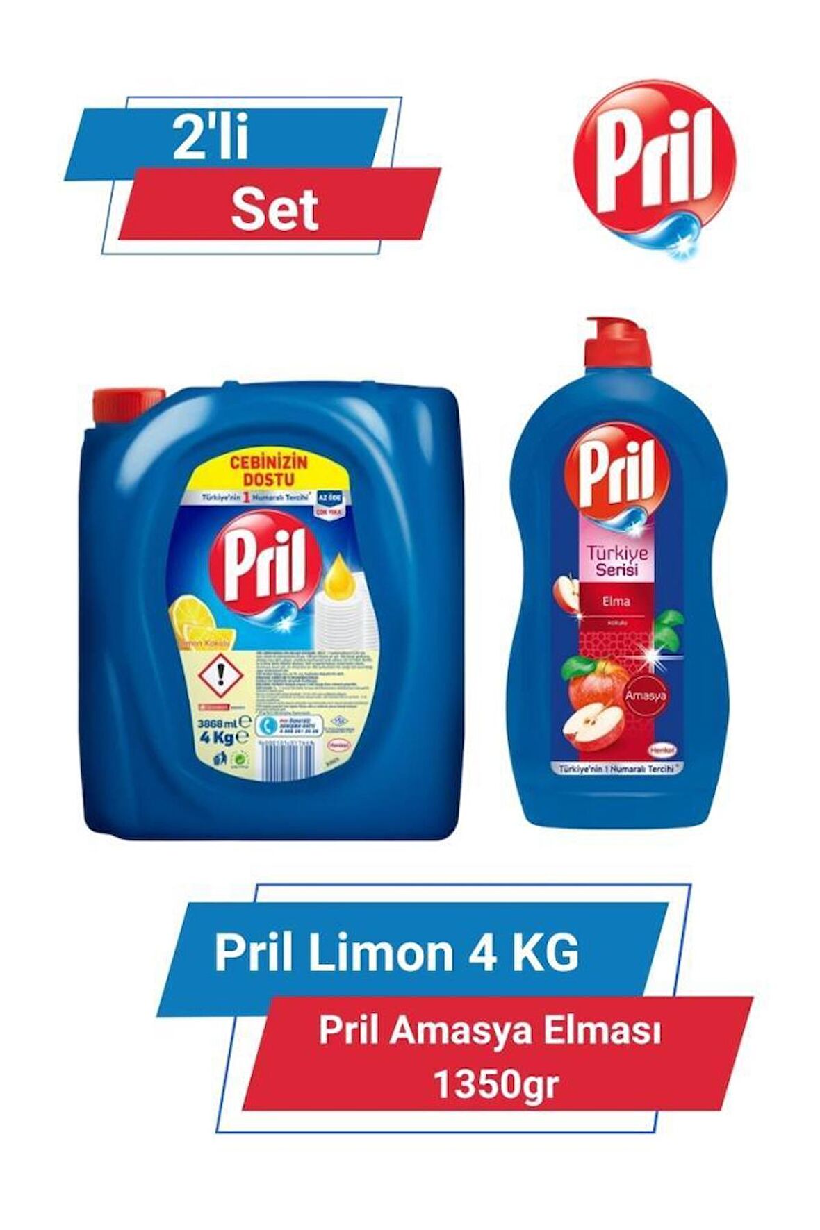 PRİL LİMON 4 KG & PRİL AMASYA ELMASI 1350gr 2'li Set 