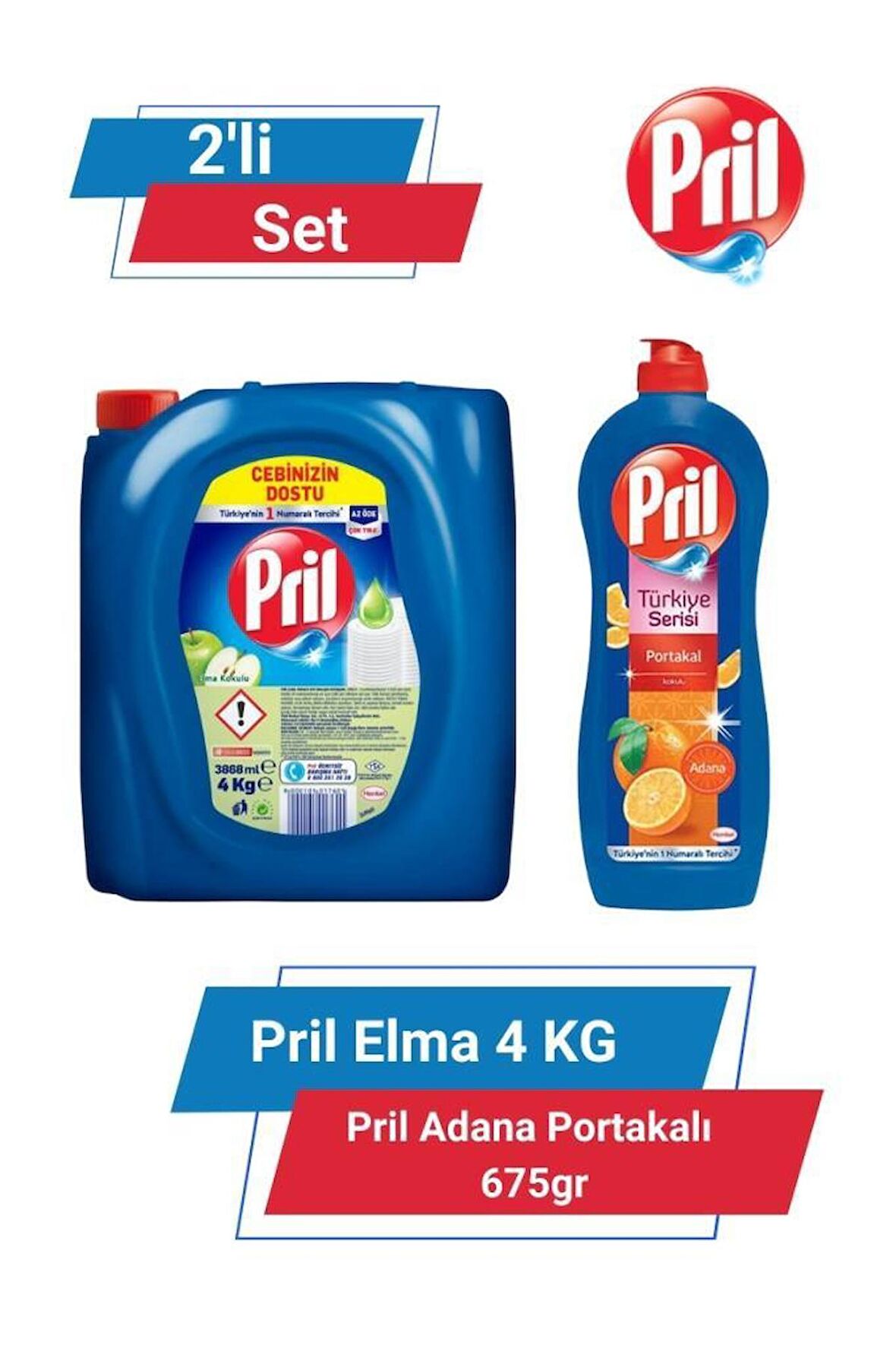 PRİL ELMA 4KG& PRİL ADANA PORTAKALI   675gr 2'li Set
