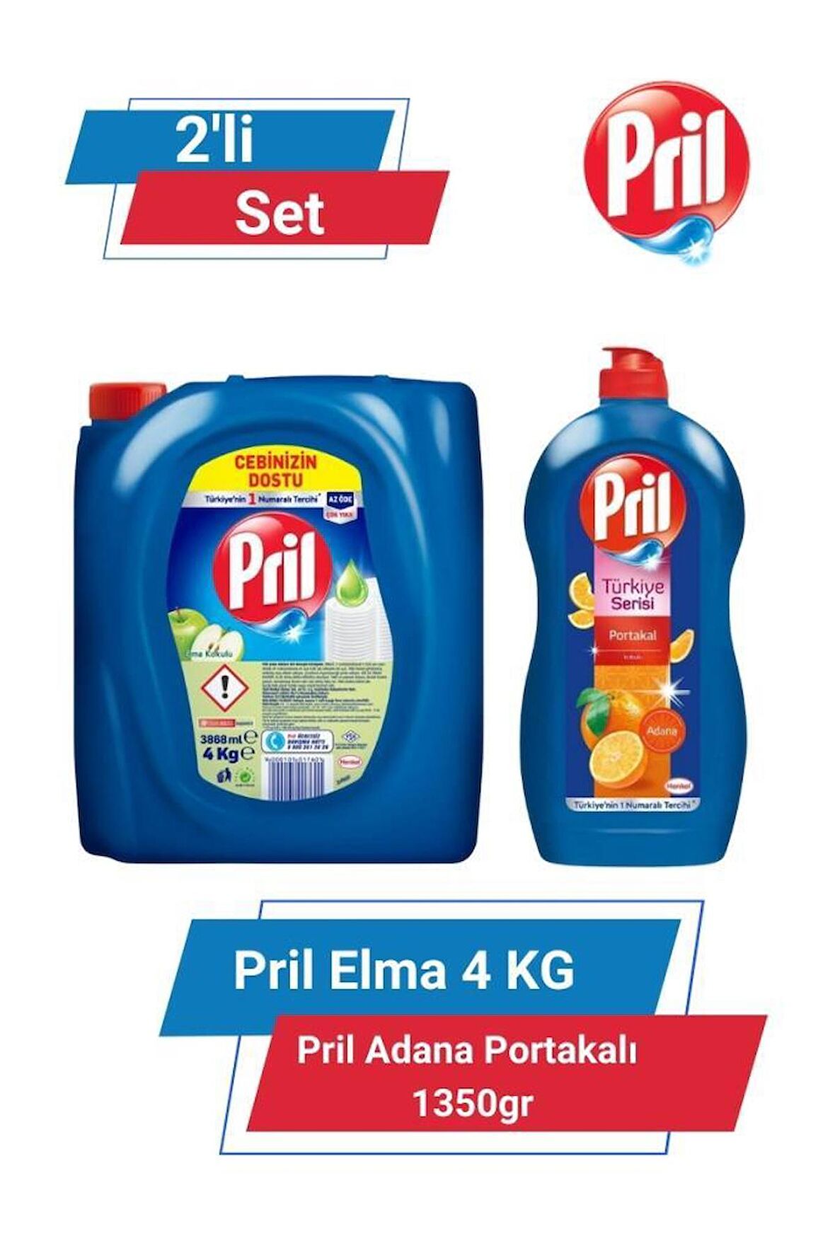 PRİL LİMON 4 KG & PRİL ADANA PORTAKALI 1350gr 2'li Set