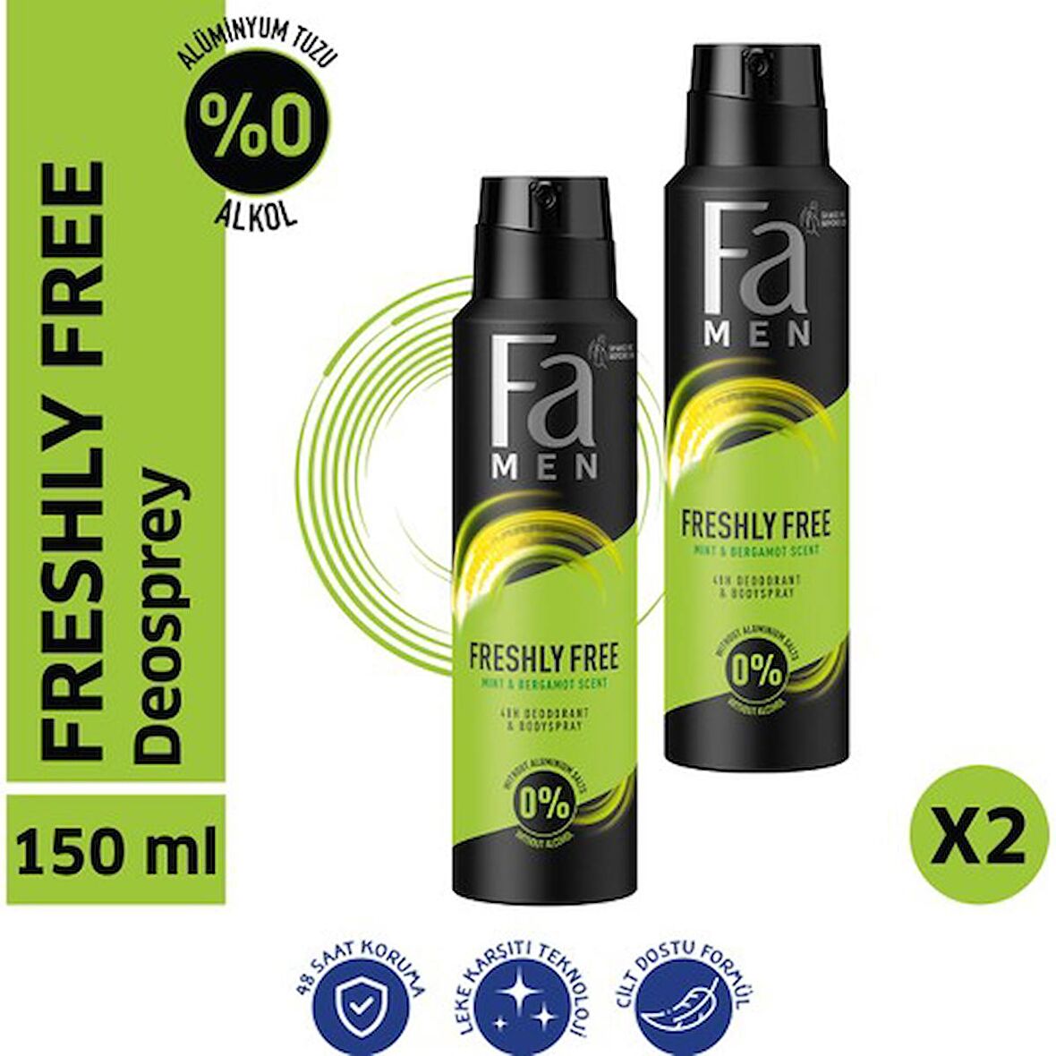 Fa Freshly Free Nane & Bergamot Deosprey X 2 Adet