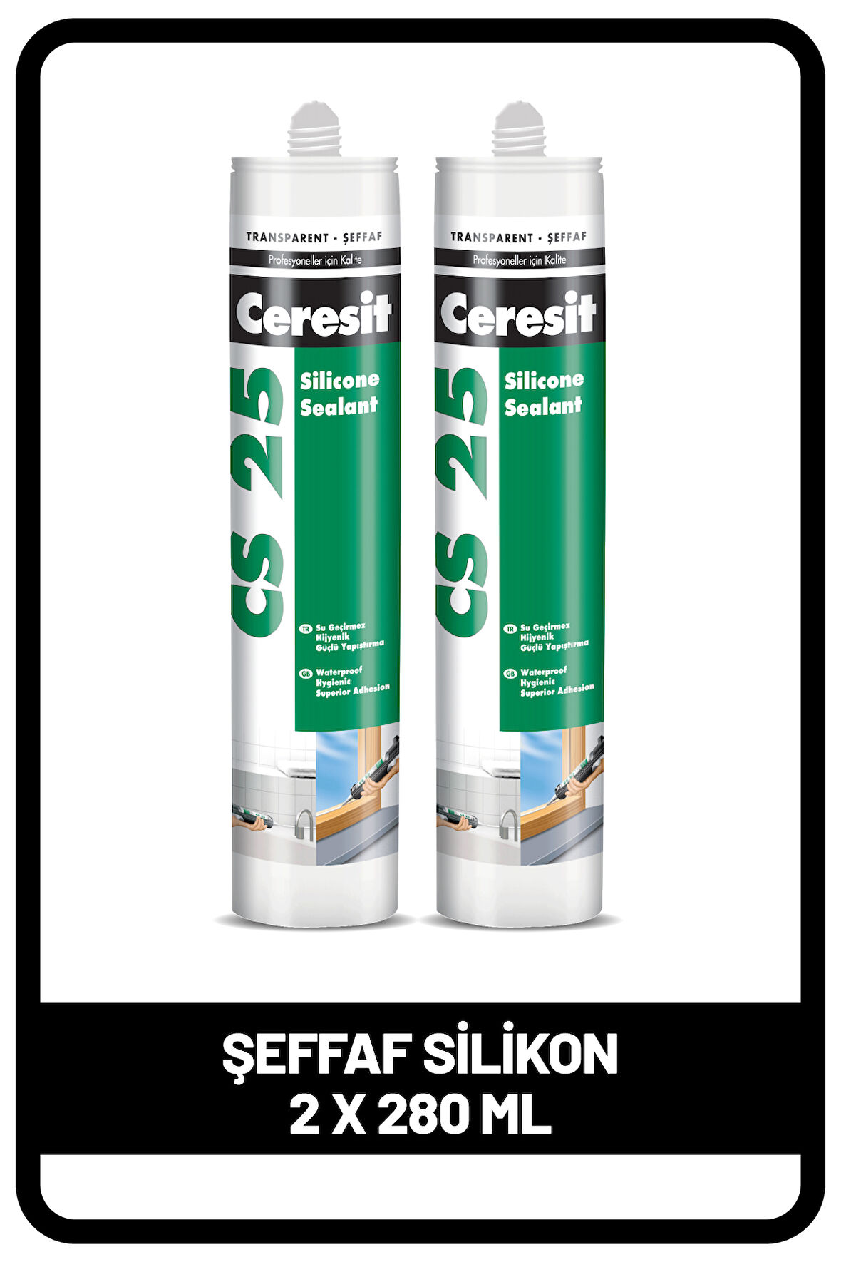 Ceresit CS 25 Şeffaf Silikon, 280ml x 2 adet