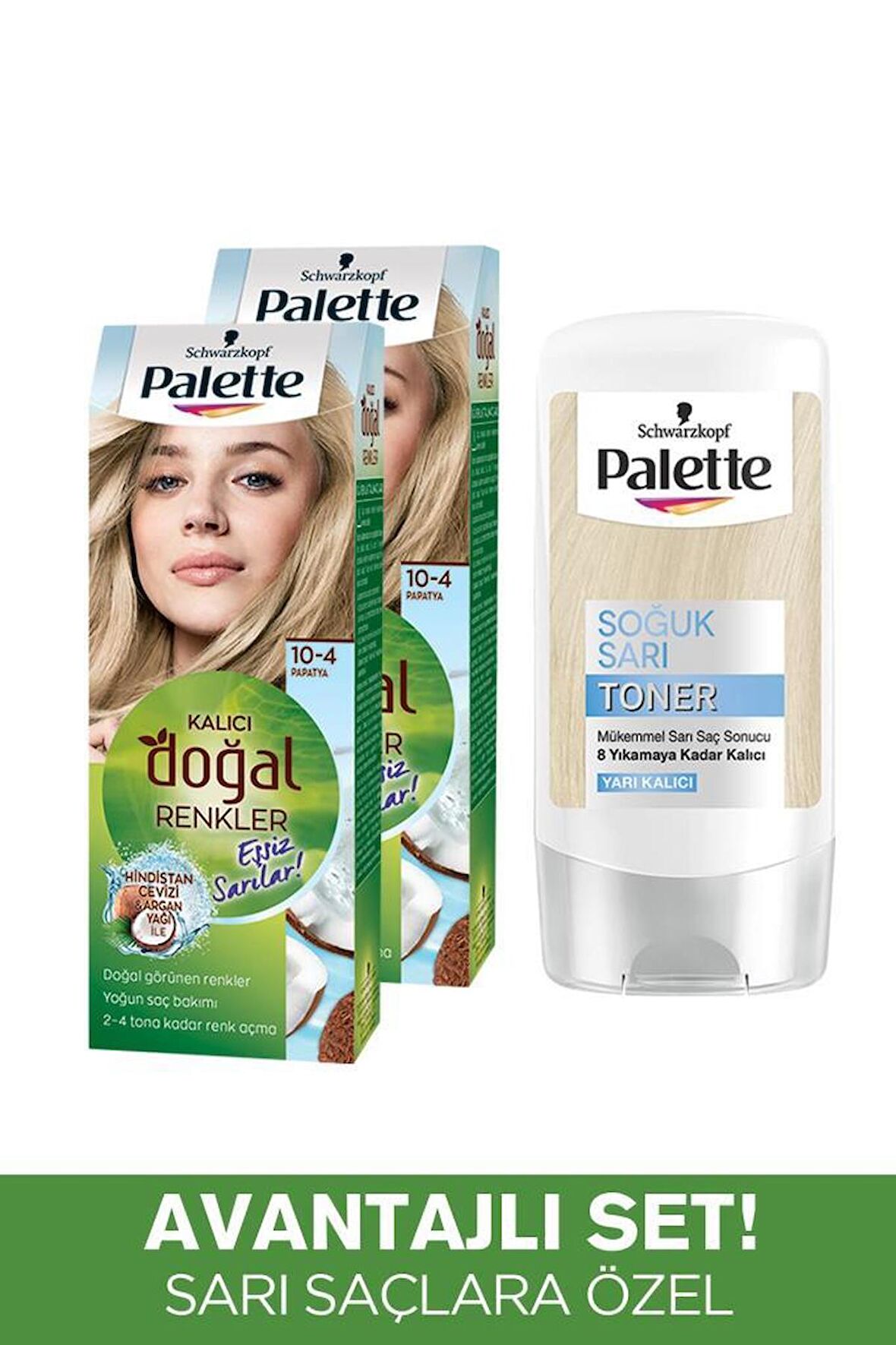 Palette 10-4 Papatya x 2 Adet + Soğuk Sarı Palette Toner
