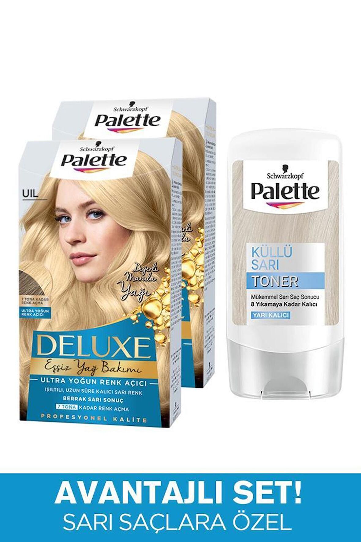 Palette Uil Ultra Yoğun Renk Açıcı X 2 Adet + Küllü Sarı Palette Toner