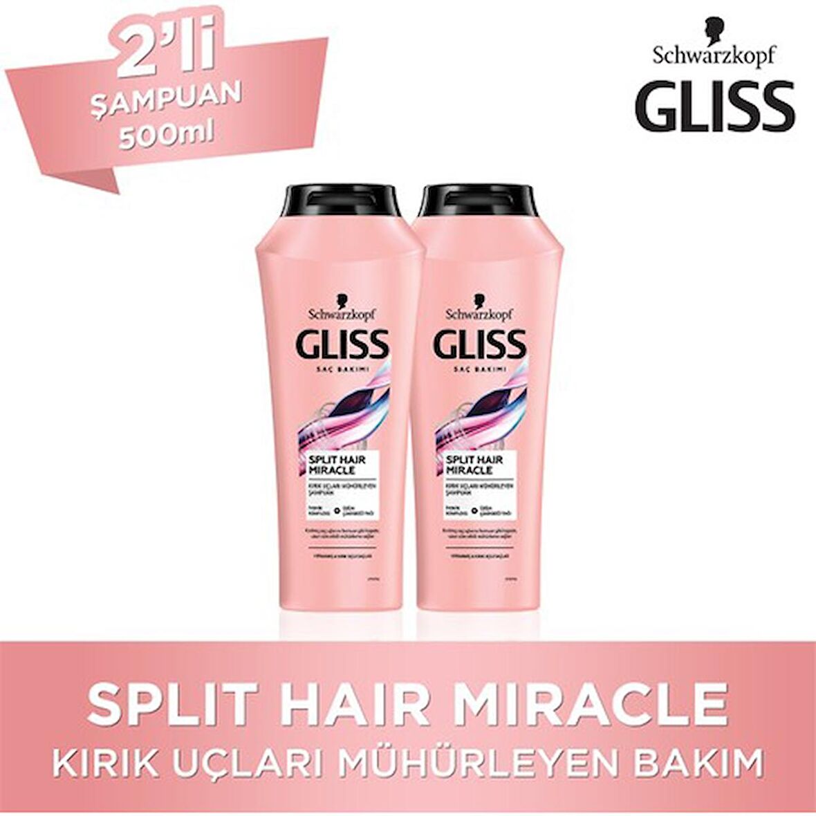 Gliss Split Hair Miracle Şampuan 500 Ml x 2 Adet