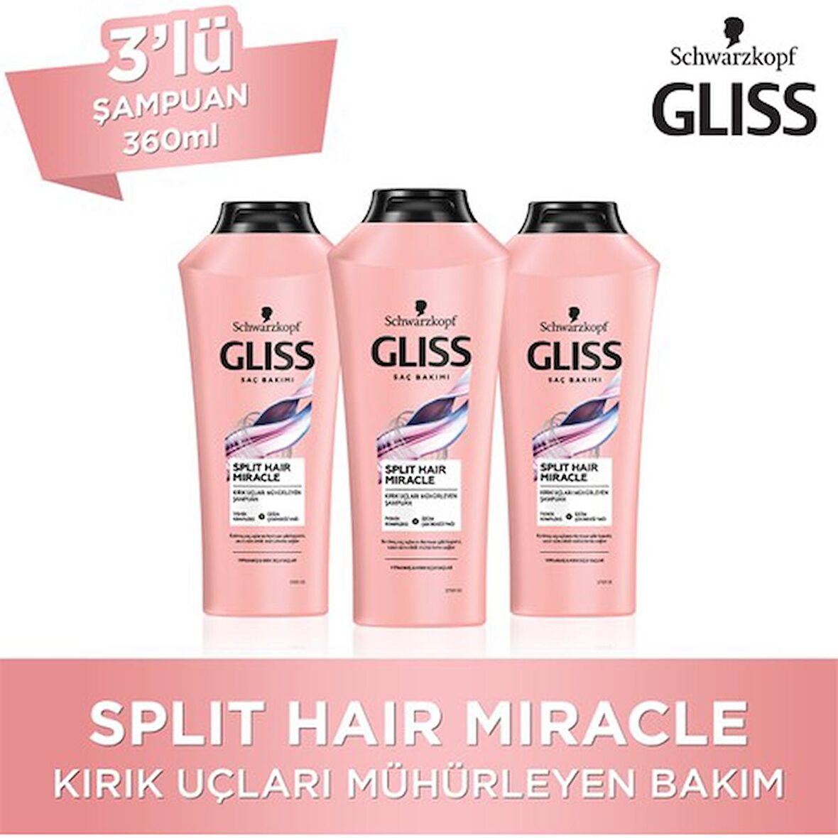 Gliss Split Hair Miracle Şampuan 360 Ml x 3 Adet