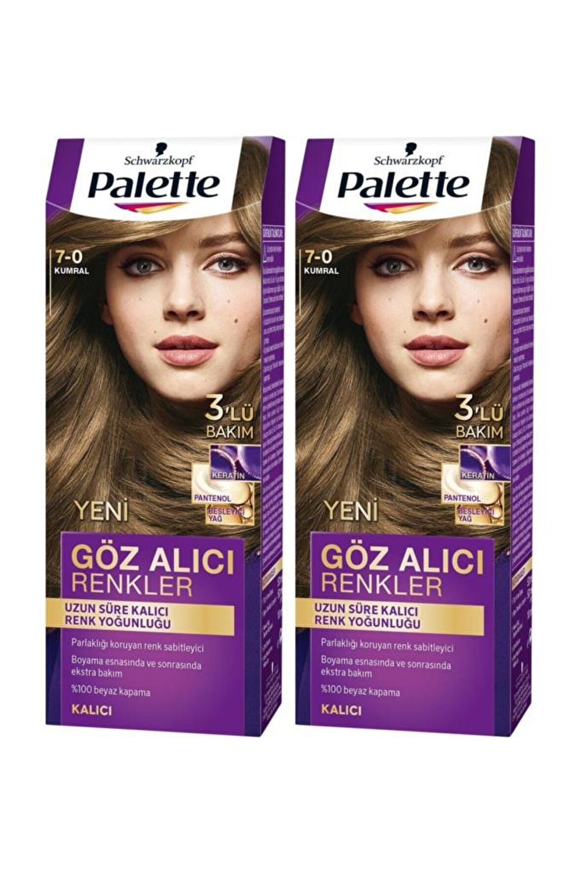 Palette Yoğun göz Alıcı Renk Saç Boyas 7-0 Kumralx 2 Paket