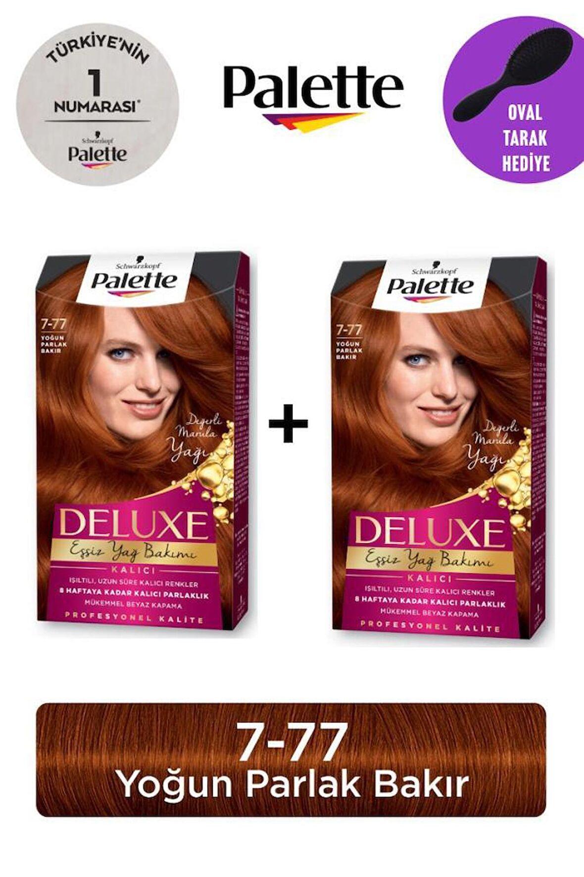 Palette Deluxe 7-77 Yoğun Parlak Bakır X 2 Adet + Gliss Tarak