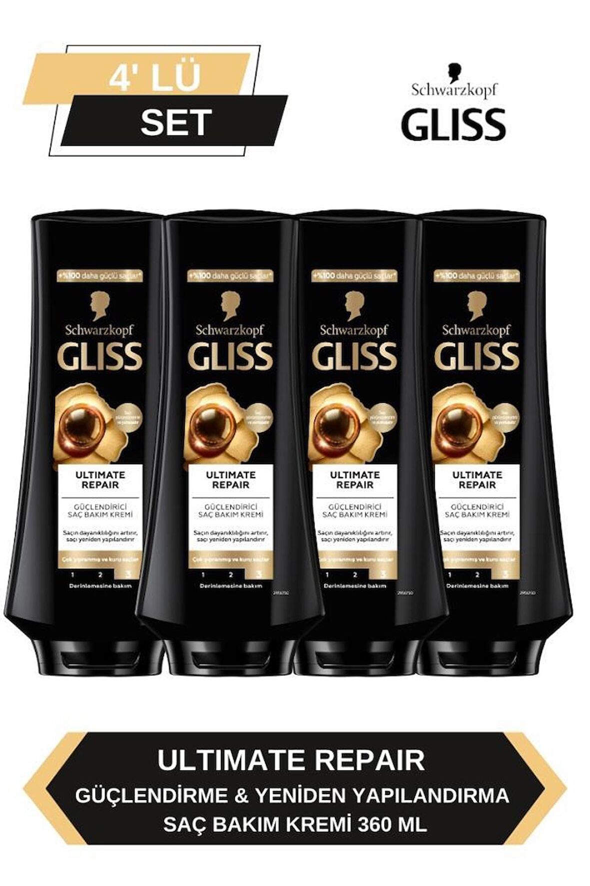 Gliss Ultimate Repair Saç Kremi 360ml x 4'lü Set