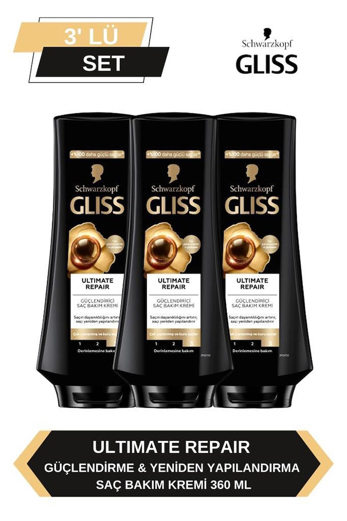 Gliss Ultimate Repair Saç Kremi 360ml x 3'lü Set