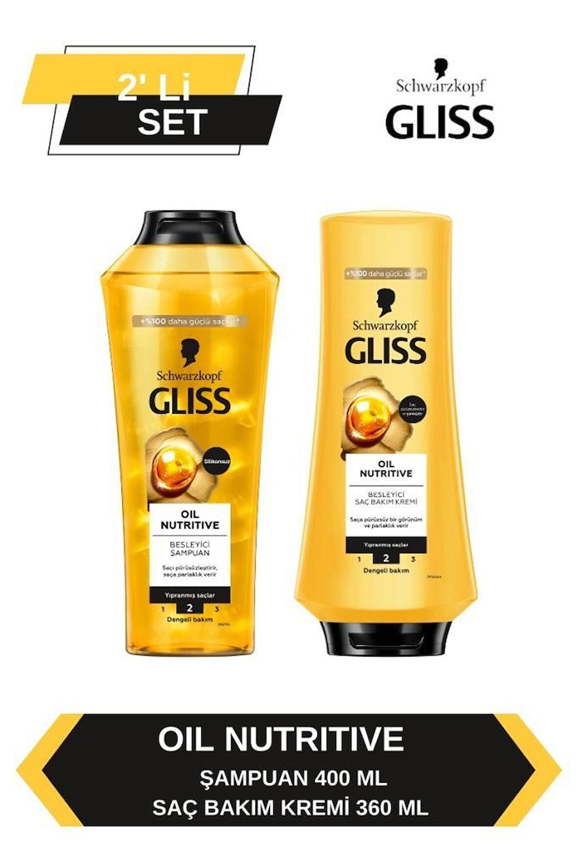 Gliss Oil Nutritive Şampuan 400ml + Saç Kremi 360ml 