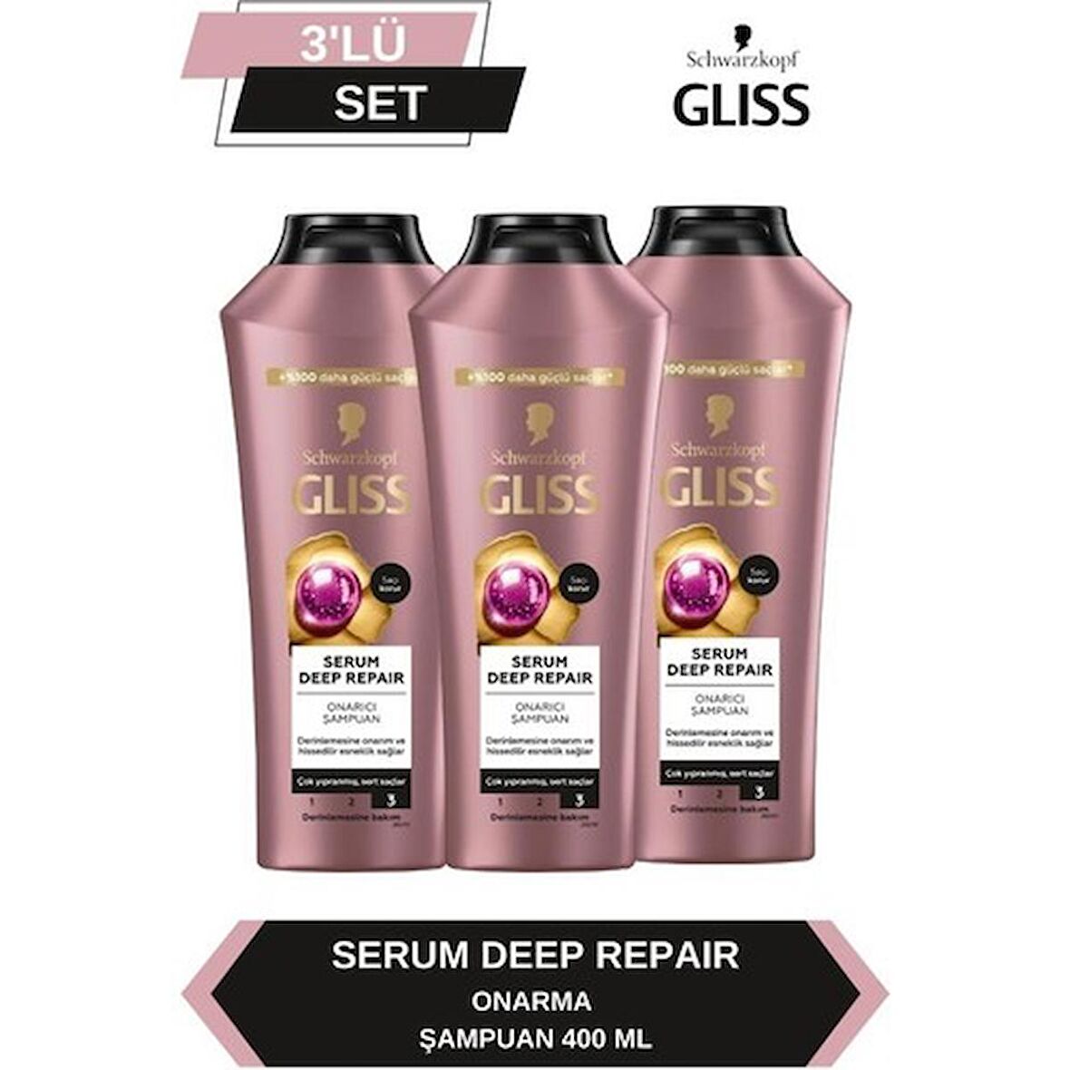 Gliss Serum Deep Repair Onarıcı Şampuan 400 ml x 3 Adet