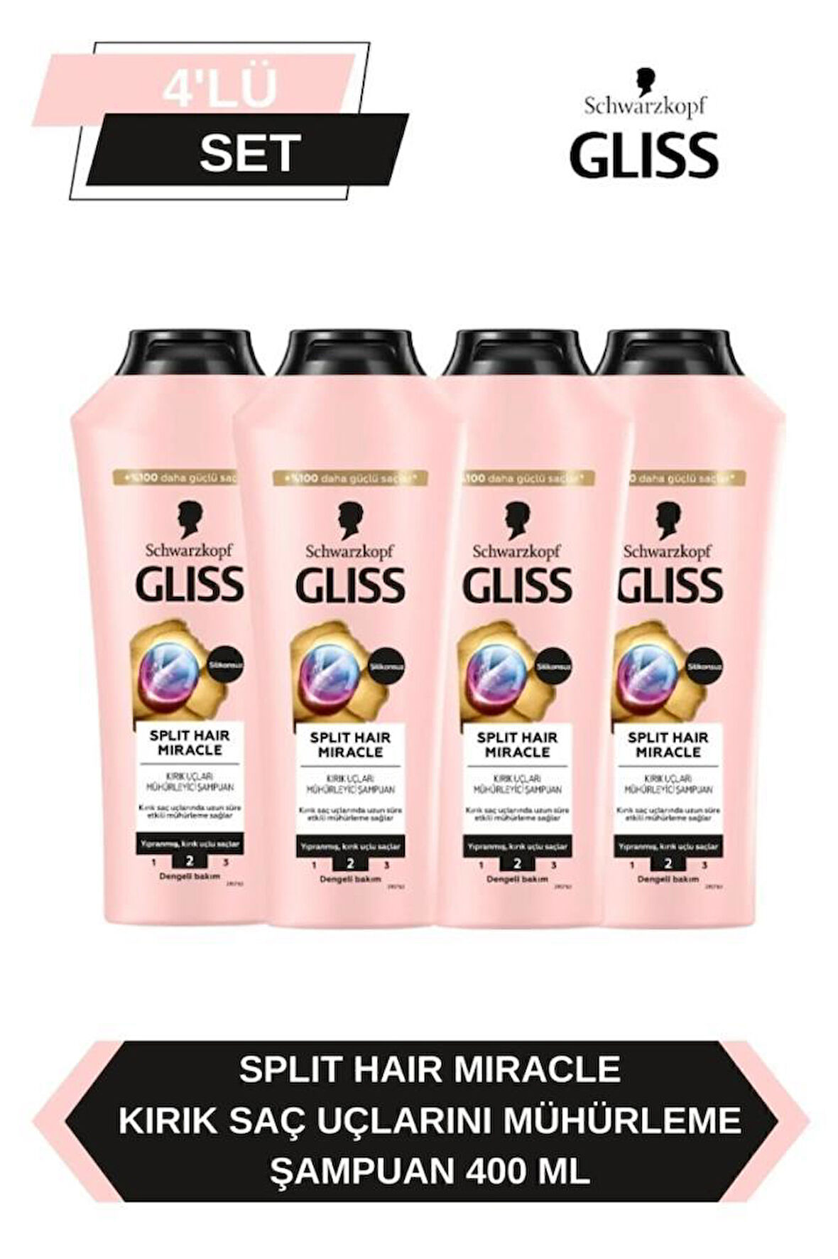 Gliss Split Hair Miracle Şampuan 400 Ml x 4 Adet