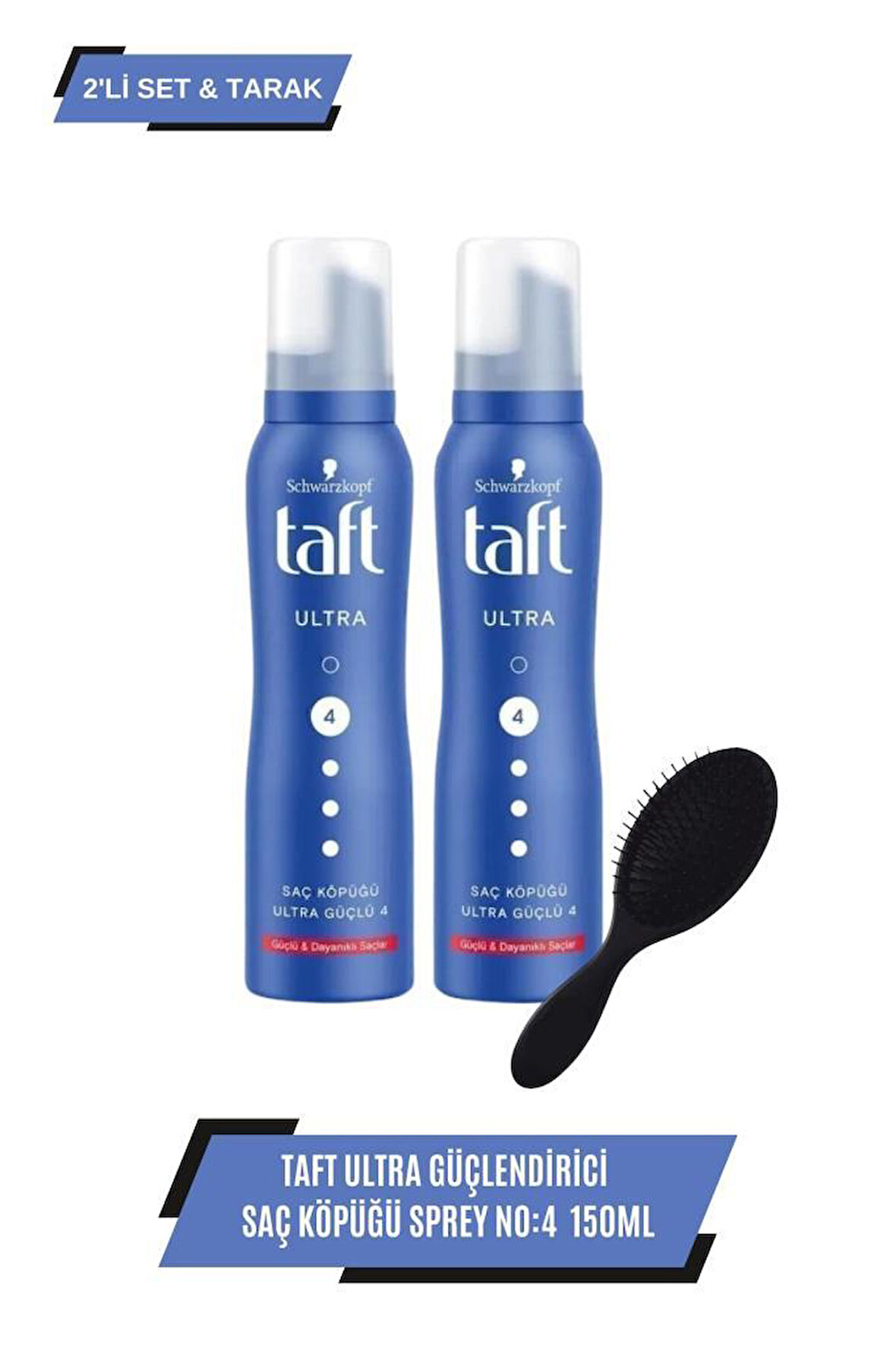 Taft Ultra Güçlendirici 150 ml Saç Köpüğü X 2 Adet+Tarak