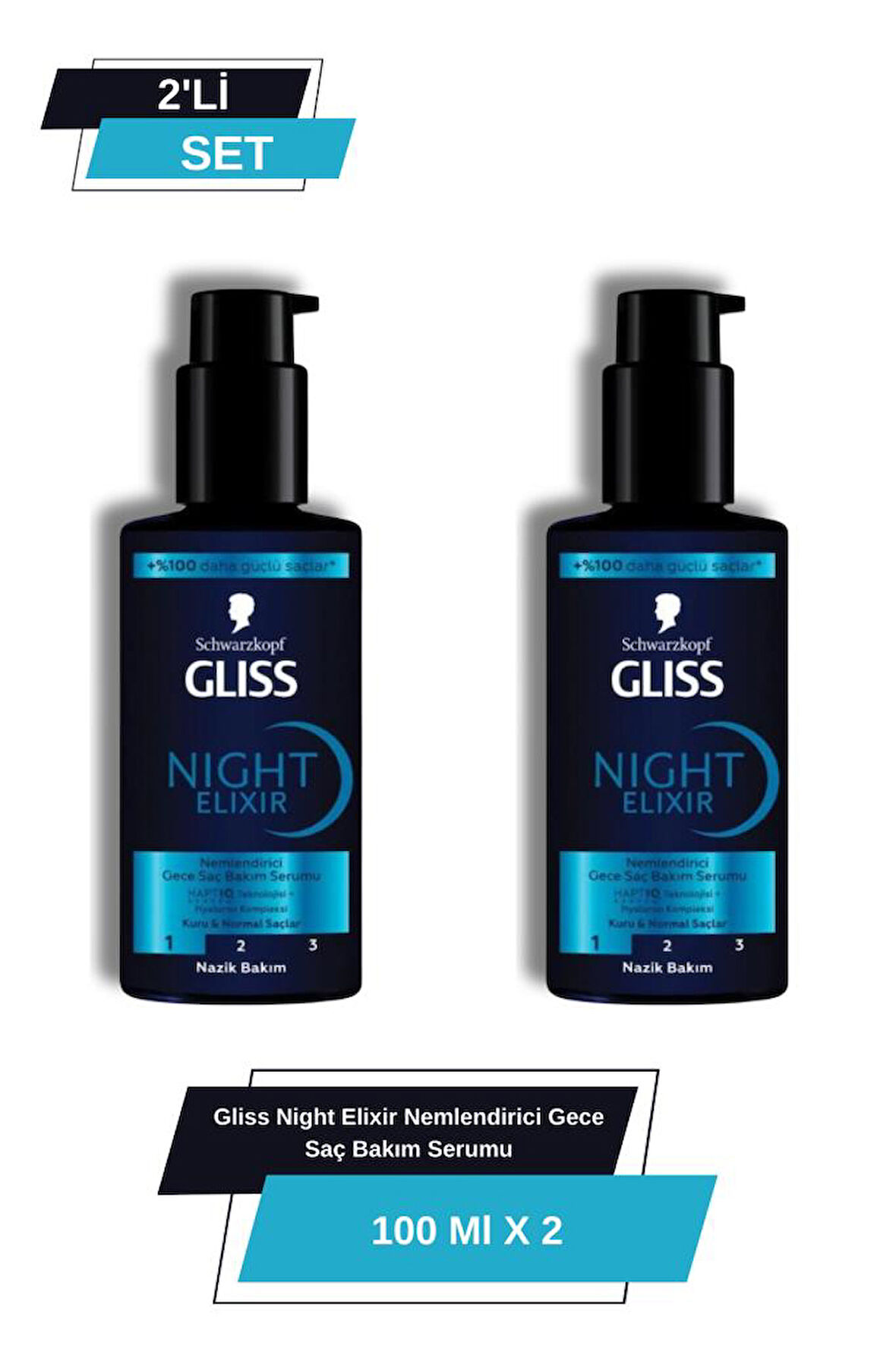 Gliss Night Elixir Nemlendirici Gece Saç Bakım Serumu 2'li Set