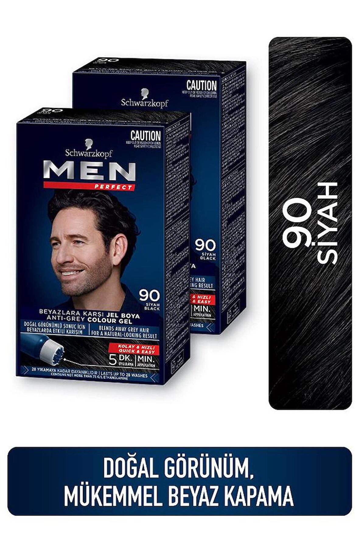 Schwarzkopf Men Perfect Erkek Saç Boyası 90 - Siyah 2 Adet