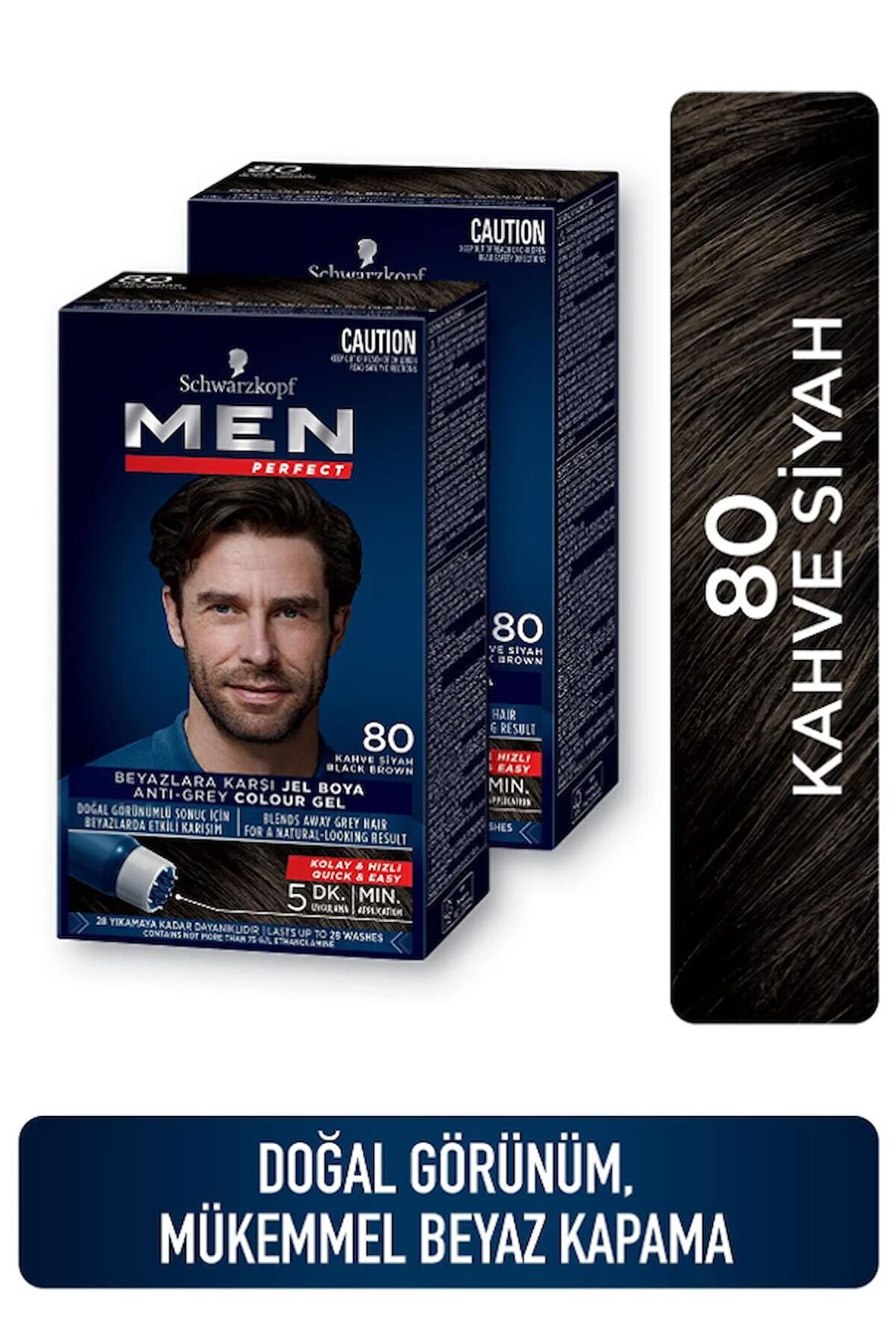 Schwarzkopf Men Perfect Erkek Saç Boyası 80 - Kahve Siyah 2 Adet