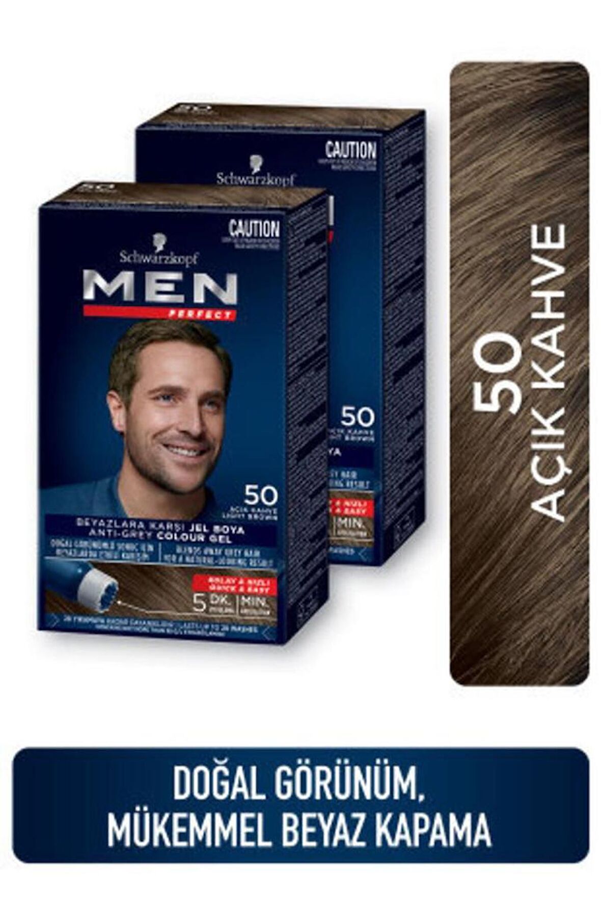 Schwarzkopf Men Perfect Erkek Saç Boyası 50 - Açık Kahve 2 Adet