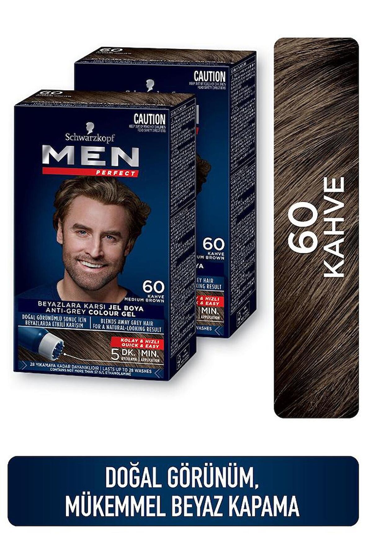 Schwarzkopf Men Perfect Erkek Saç Boyası 60 - Kahve 2 Adet