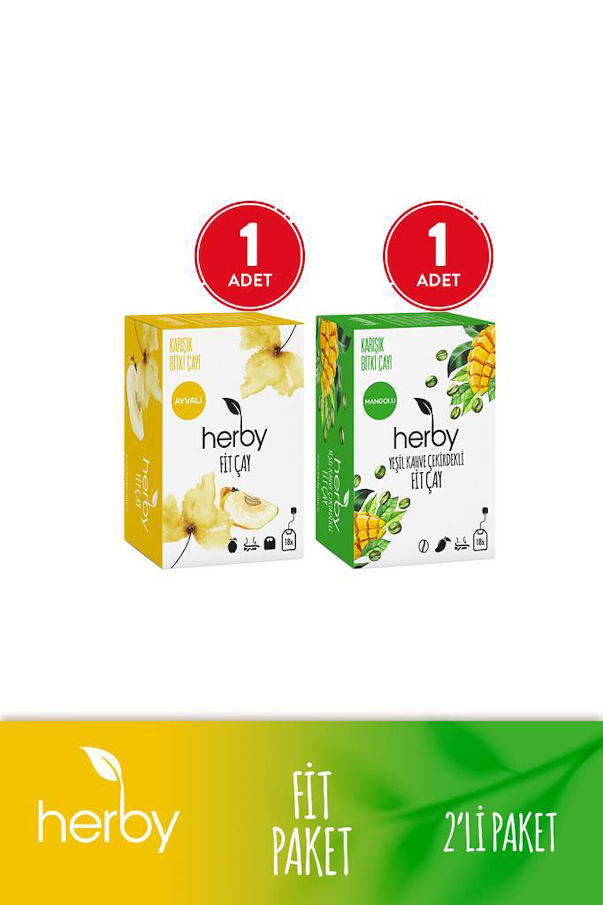 Herby Fit Çay 2'li (Ayvalı Fit Çay, Yeşil Kahve Çekirdekli Fit Çay)