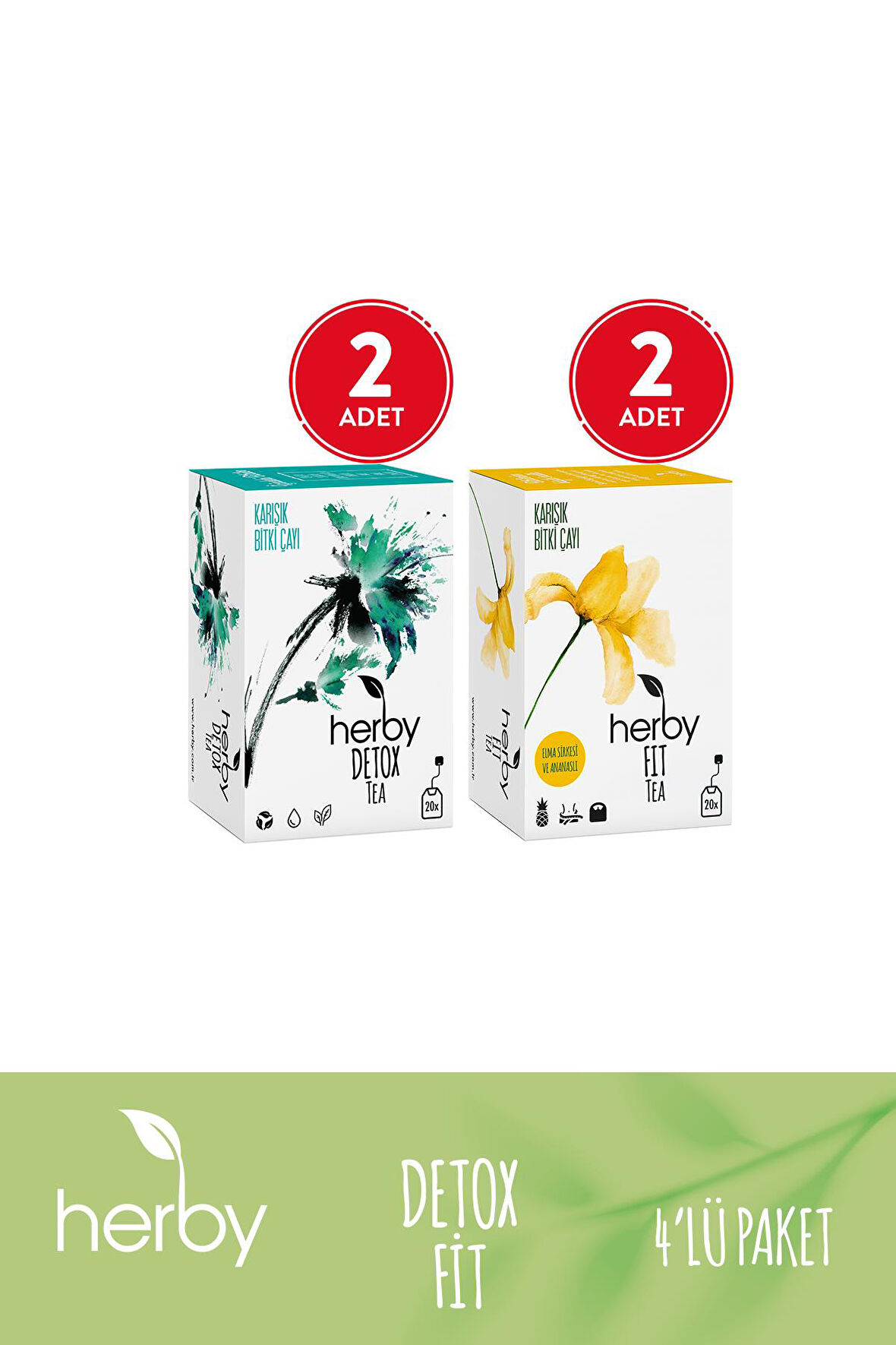 Herby Bitki Çayı 4'lü Diyete Destek Fit Paketi (Detox Tea, Fit Tea)