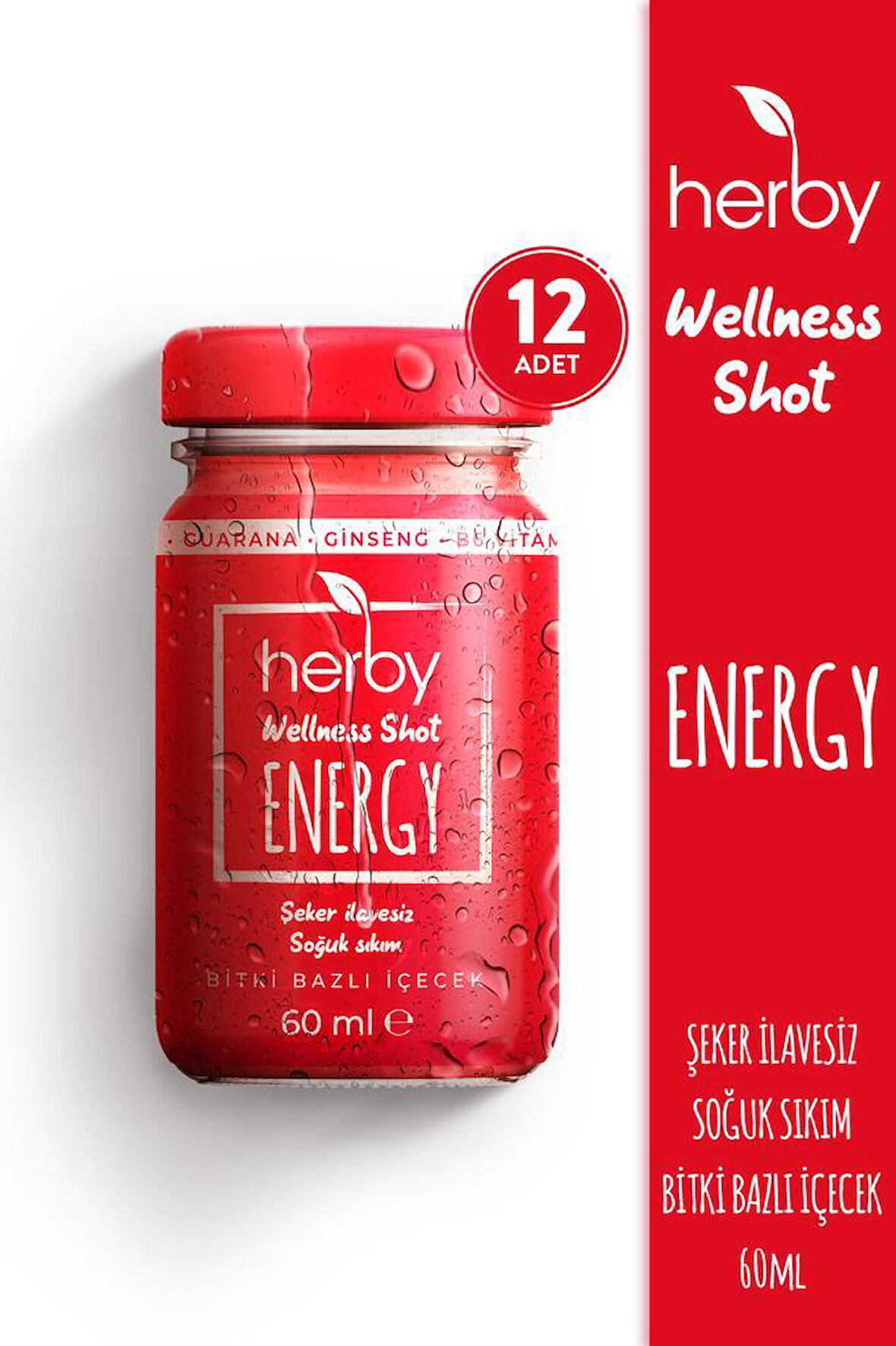 Energy Ginseng Shot 12'li Paket Enerji Desteği Bitki Bazlı İçecek 60 ml