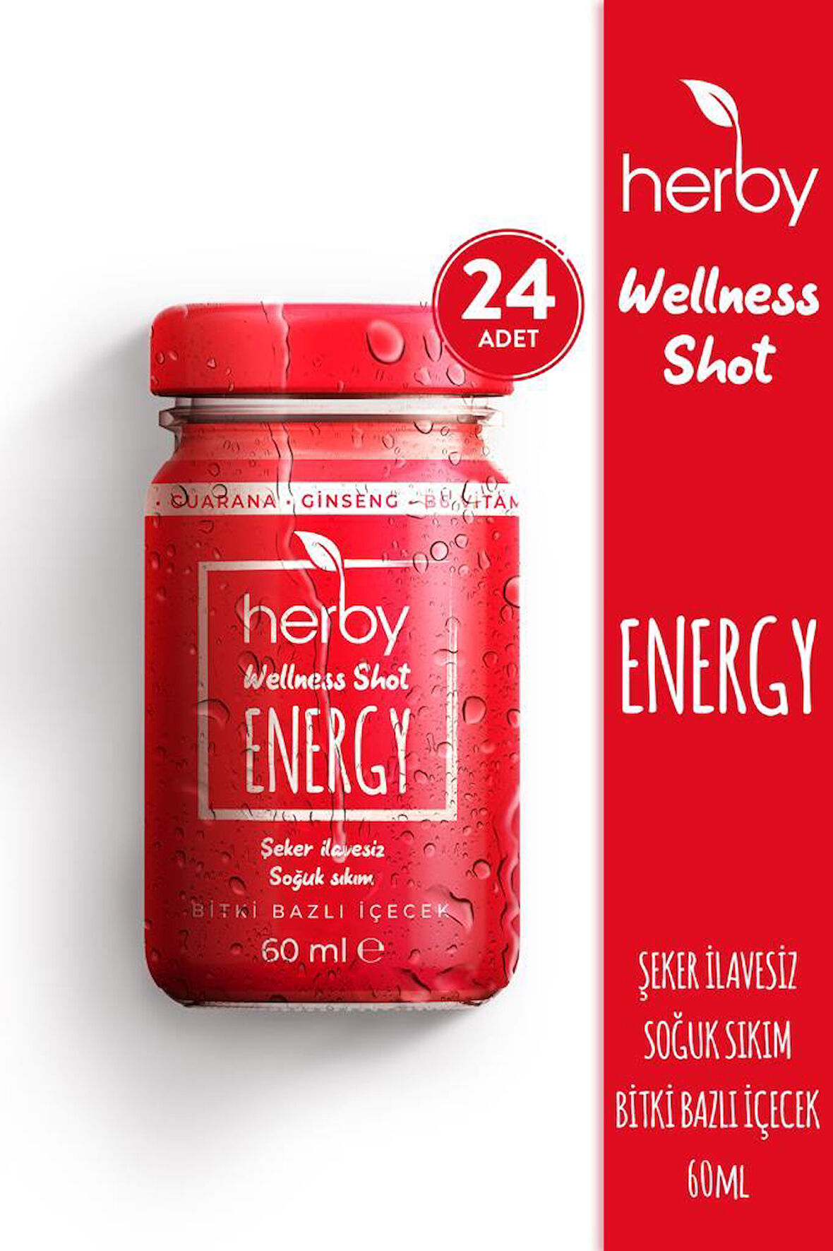 Energy Ginseng Shot 24'lü Paket Enerji Desteği Bitki Bazlı İçecek 60 ml