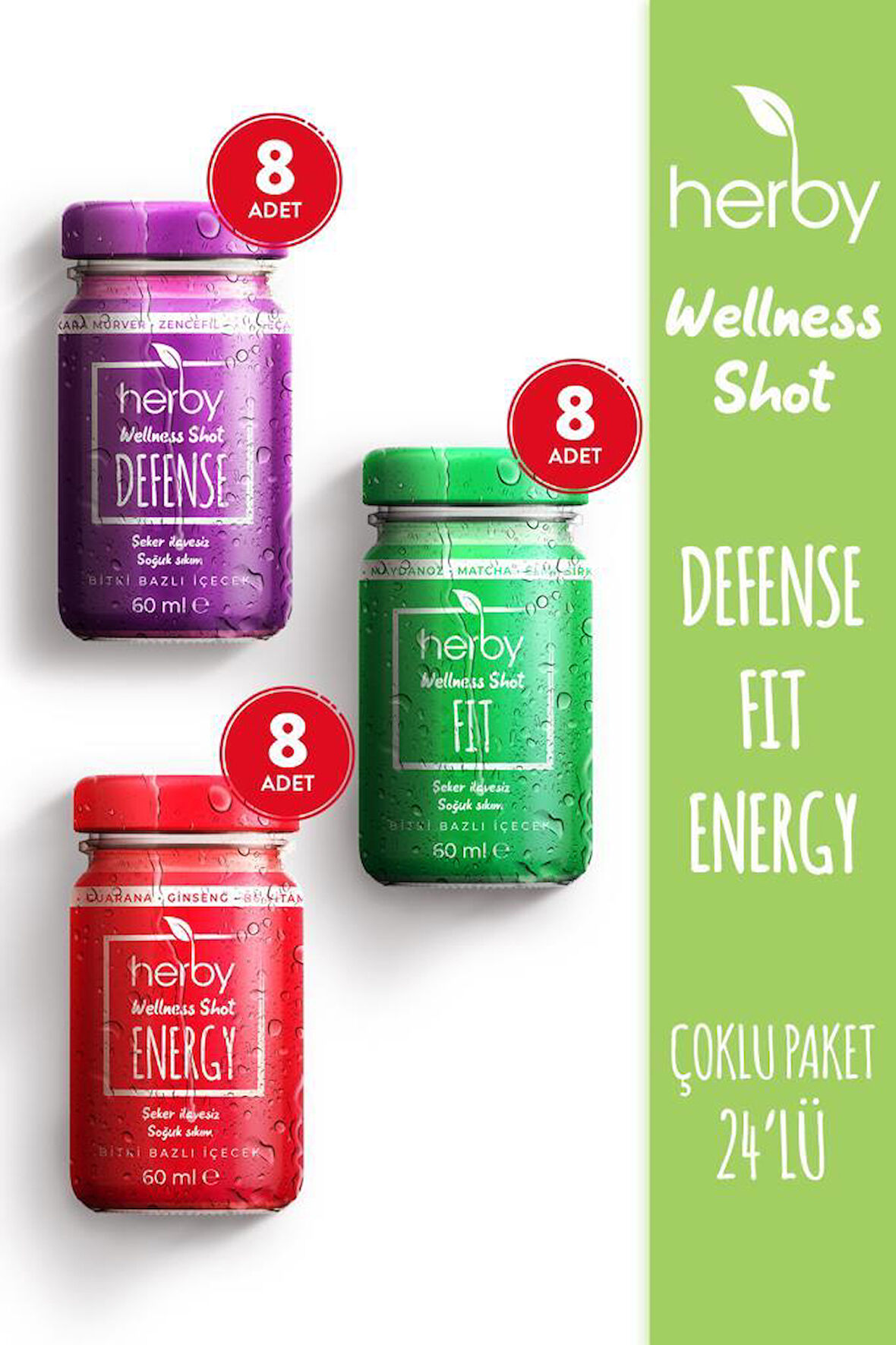 Herby Wellness Shot 24'lü Deneme Paketi Bitki Bazlı İçecek 60 ml