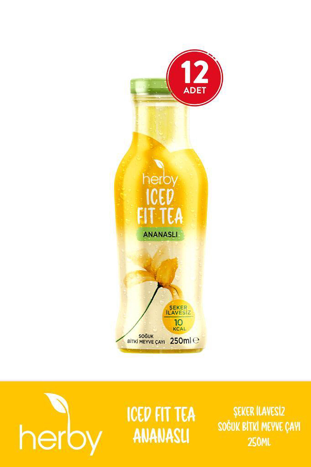 Herby Soğuk Çay Şeker İlavesiz 12'li Iced Fit Tea Ananaslı 250 ml