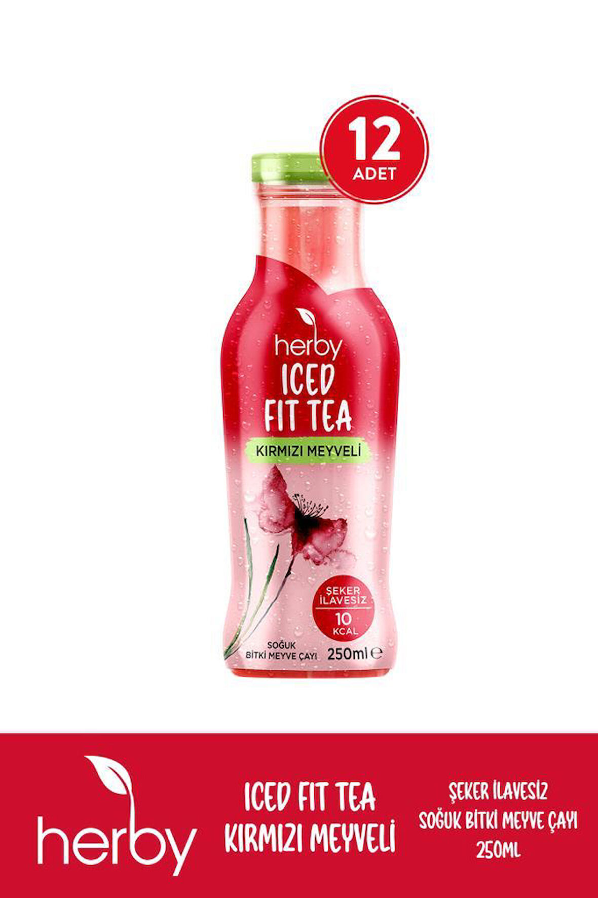 Herby Soğuk Çay Şeker İlavesiz 12'li Iced Fit Tea Kırmızı Meyveli 250 ml